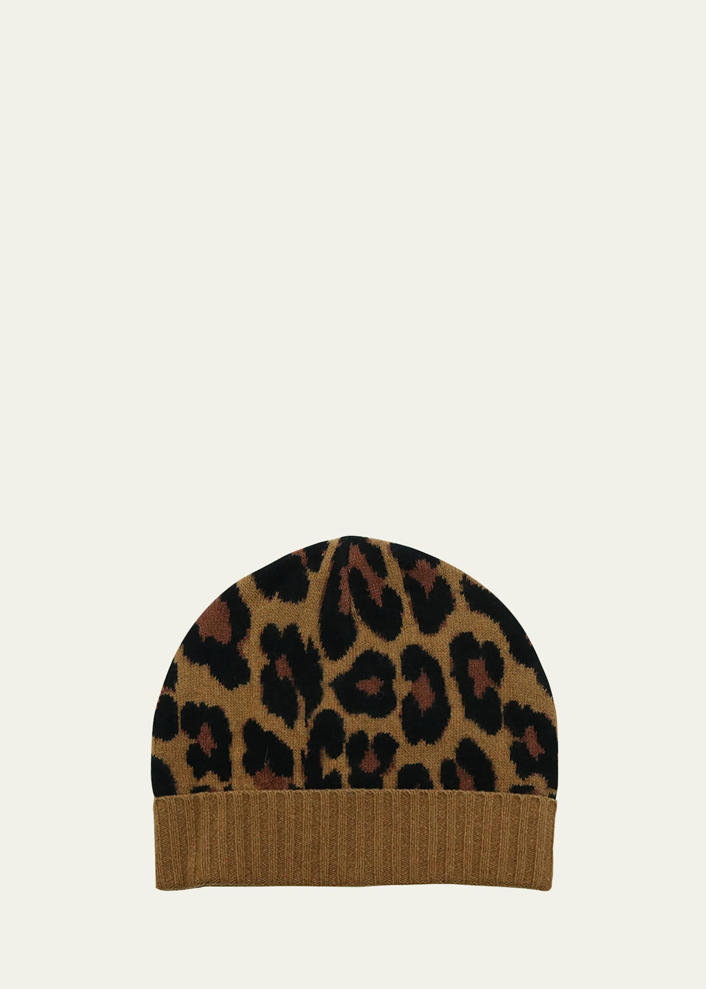 Portolano Leopard-print Knit Cashmere Beanie Hat In Brown