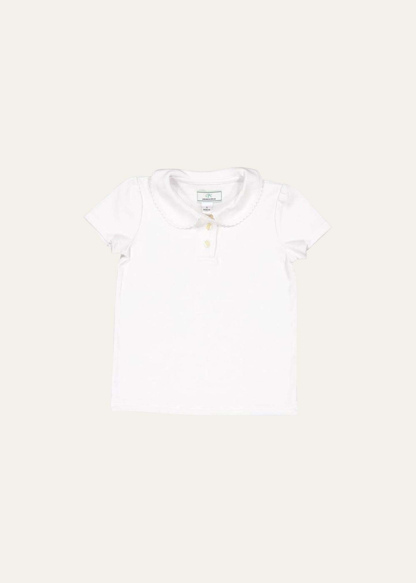 Girl's Sarah Short-Sleeve Cotton Polo Shirt, Size 12M-14