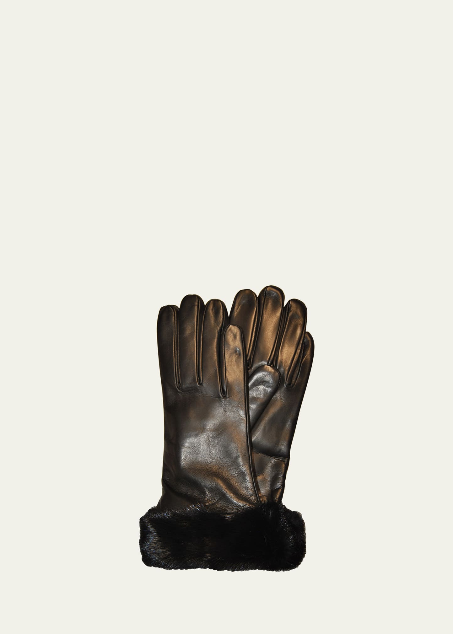 Mink Leather Gloves w/ Cashmere-Lining
