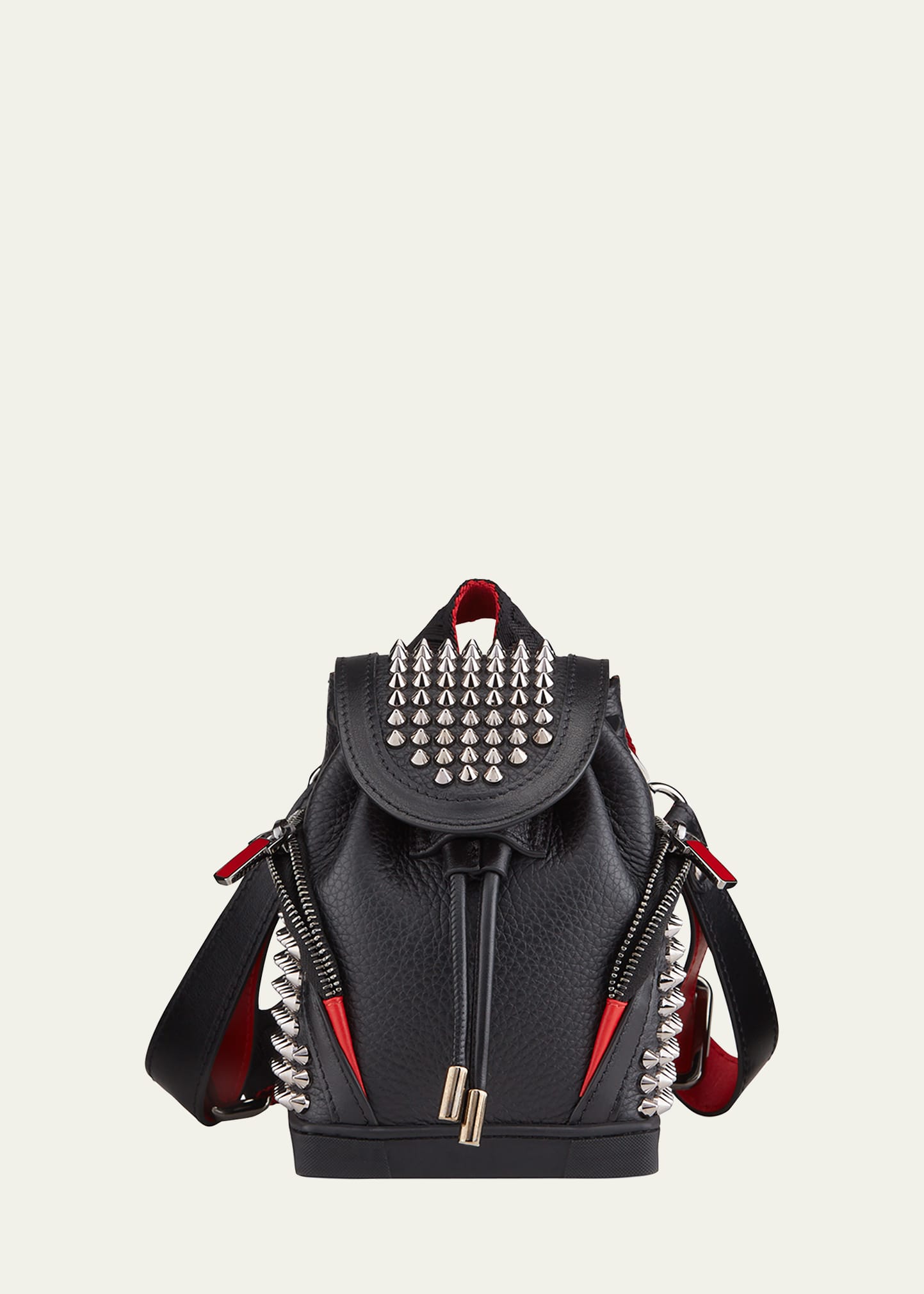 Christian Louboutin Men's Explorafunk Keyring Studded Crossbody Bag In Black