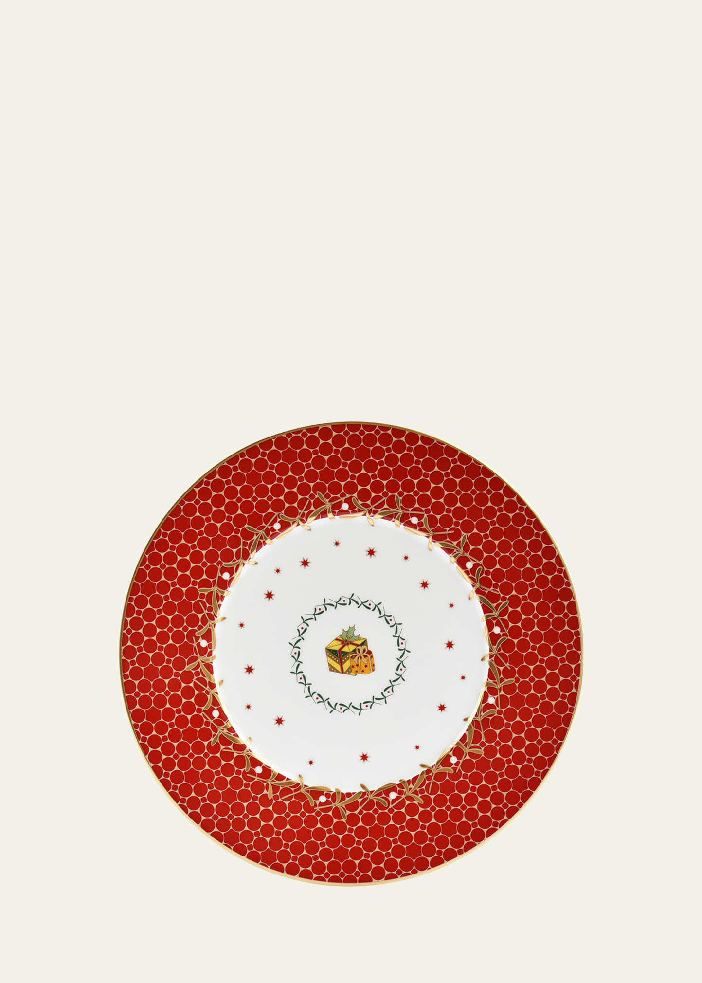 Bernardaud Noel Red Gift Salad Plate In White/red