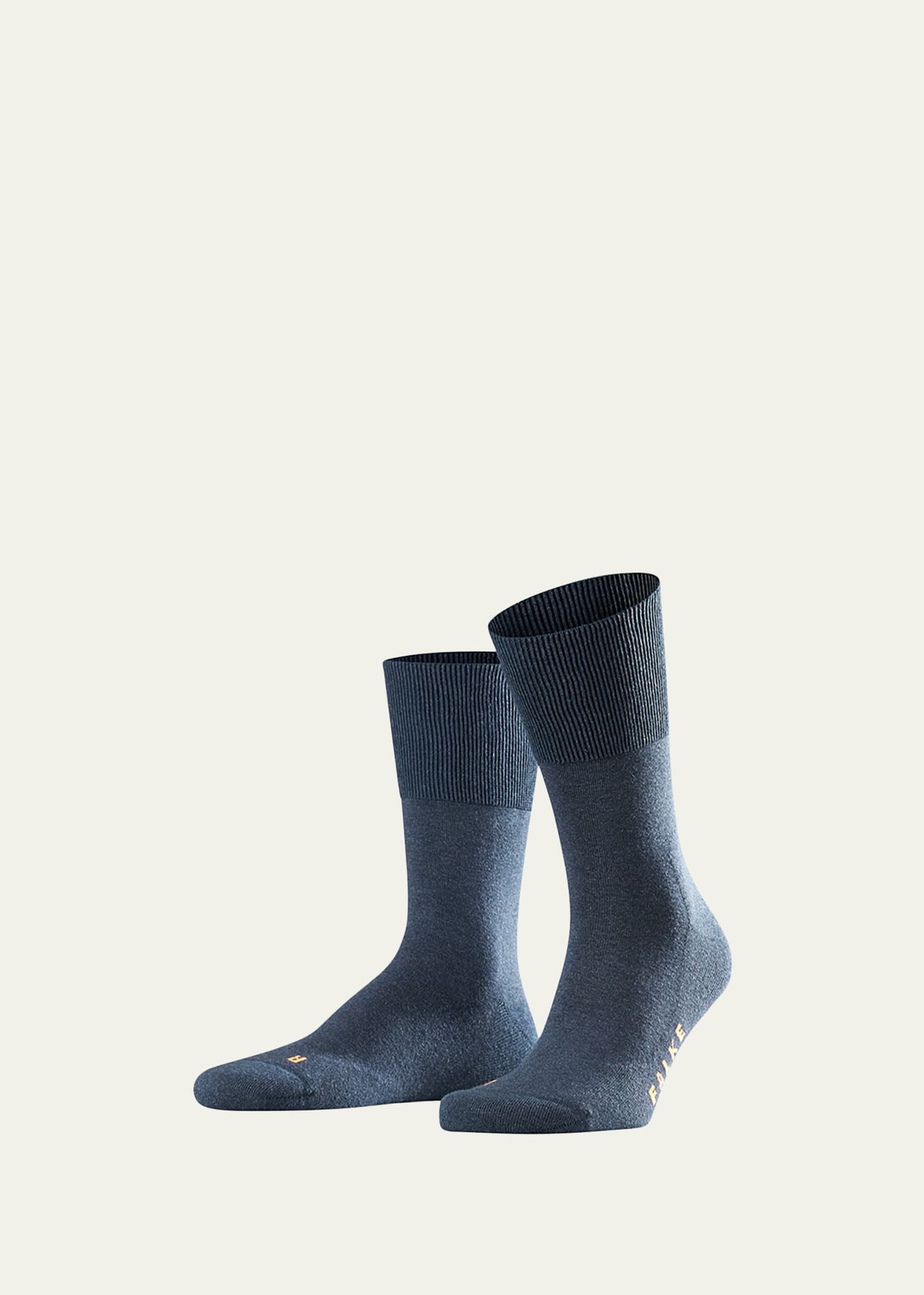 Falke Men's Run Plush-sole Socks In Navy Blue Mel