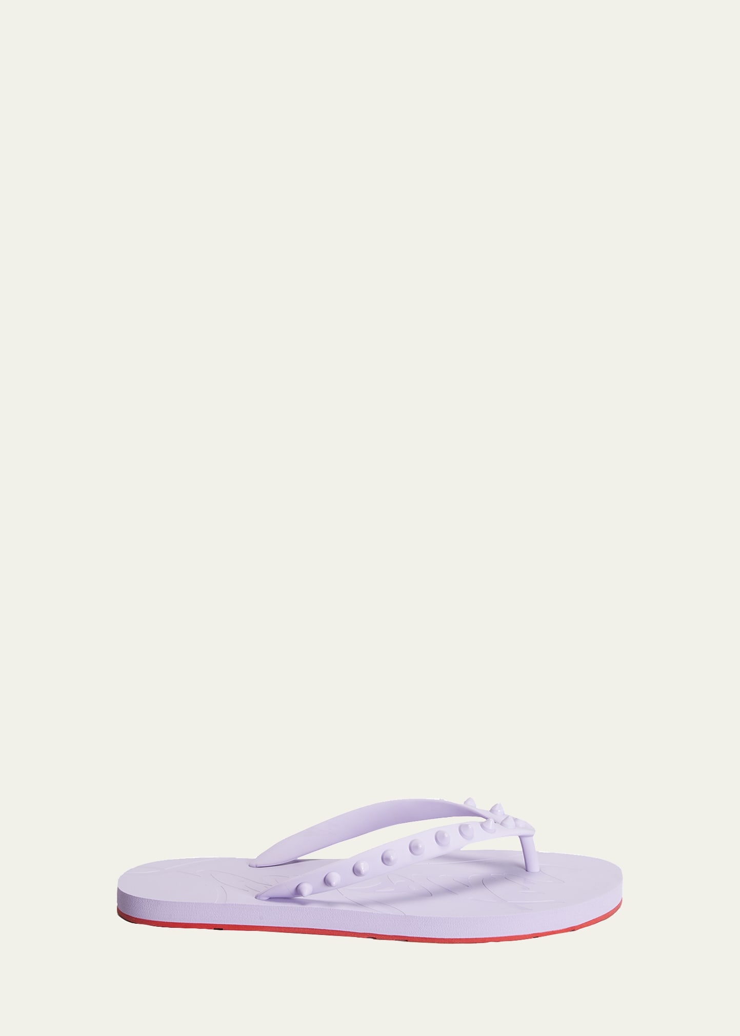 Christian Louboutin Loubi Spike Rubber Flip Flops In Lilac