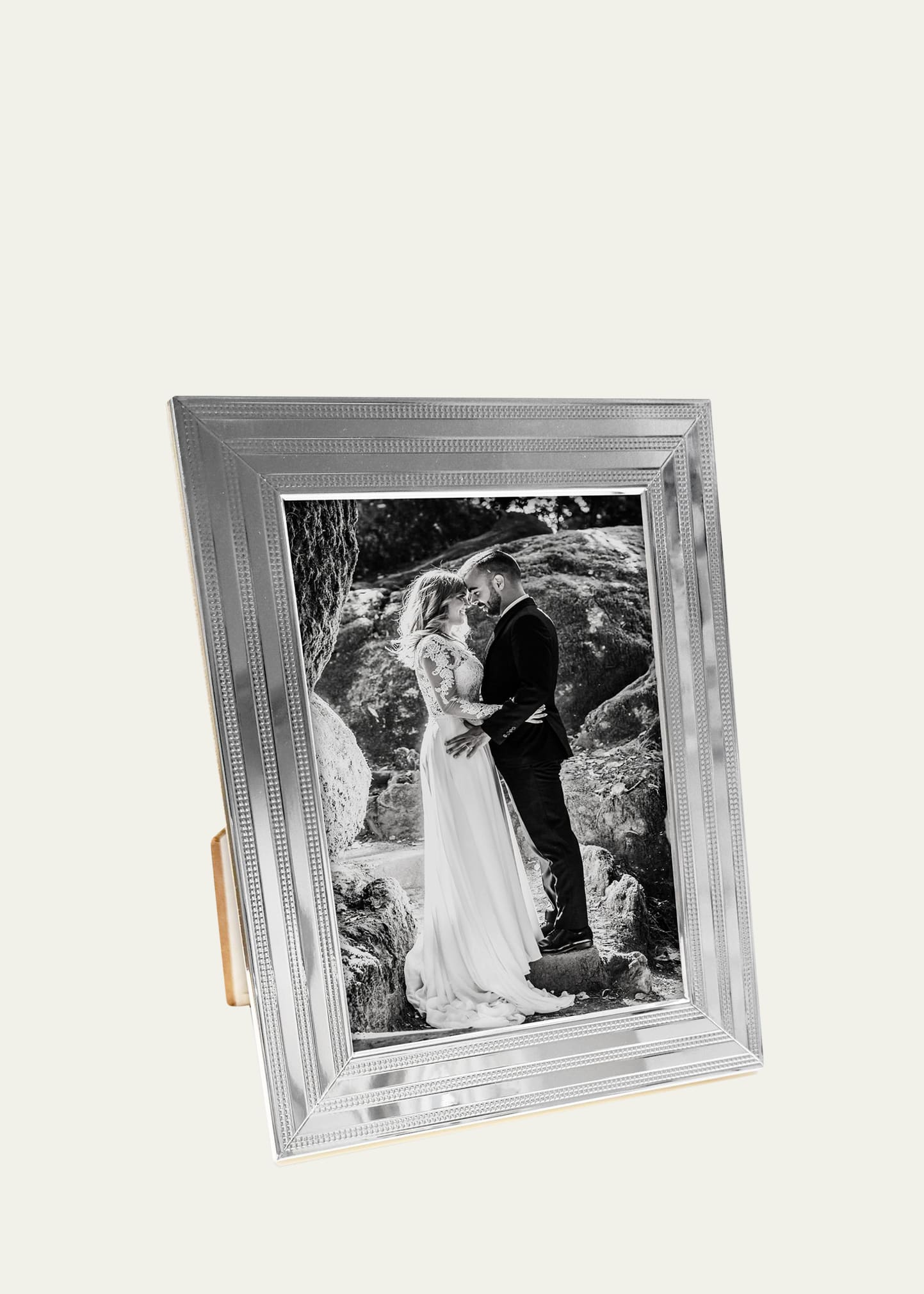 Monica Rich Kosann Sterling Silver Dotted Pinstripe Frame, 5" X 7" In White