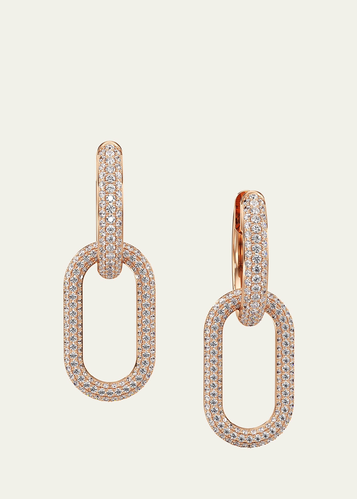 Bhansali 18k Pink Gold Pave Diamond Link Earrings