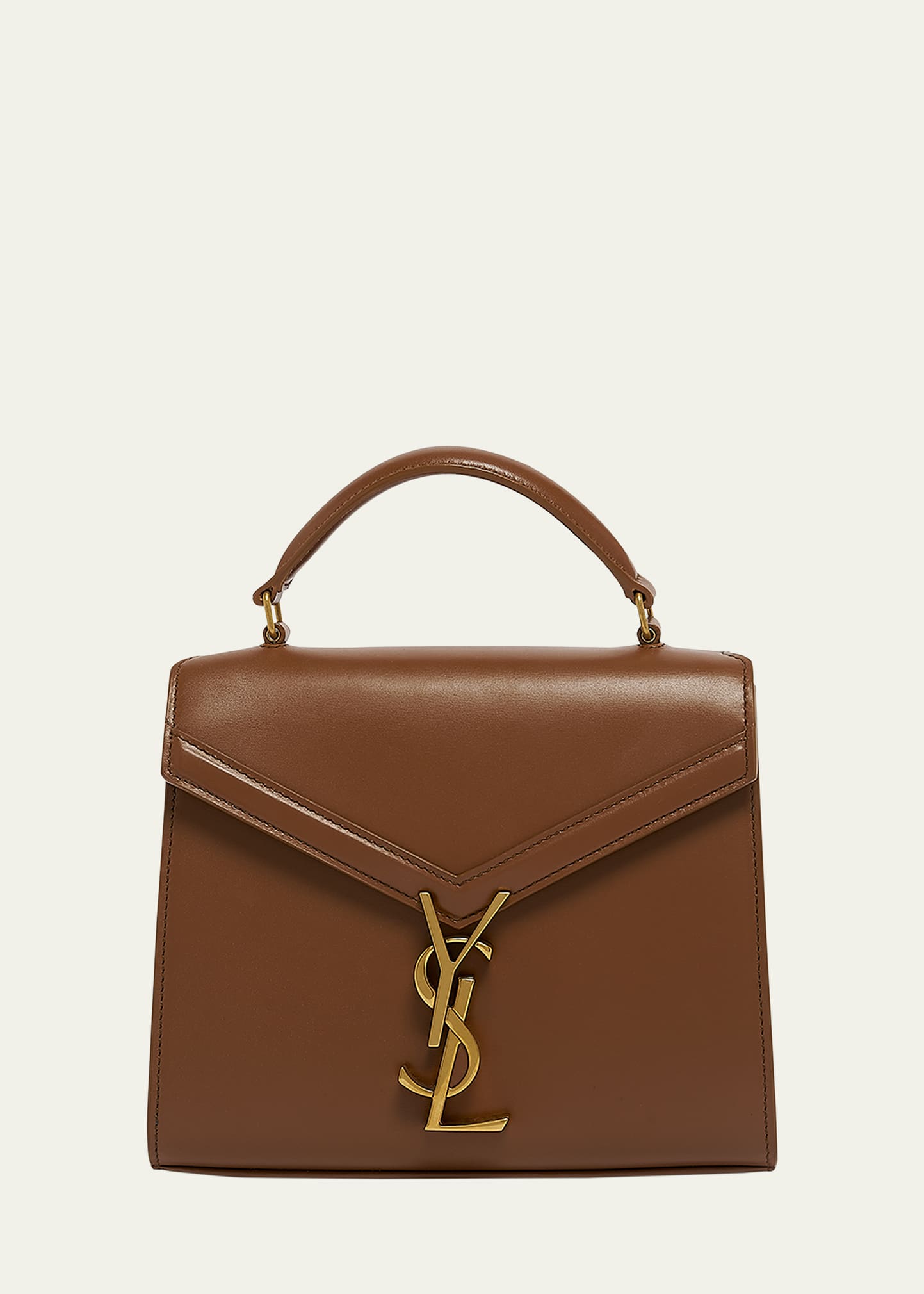 Shop Saint Laurent Cassandre Mini Monogram Ysl Box Calf Top-handle Bag In Fox