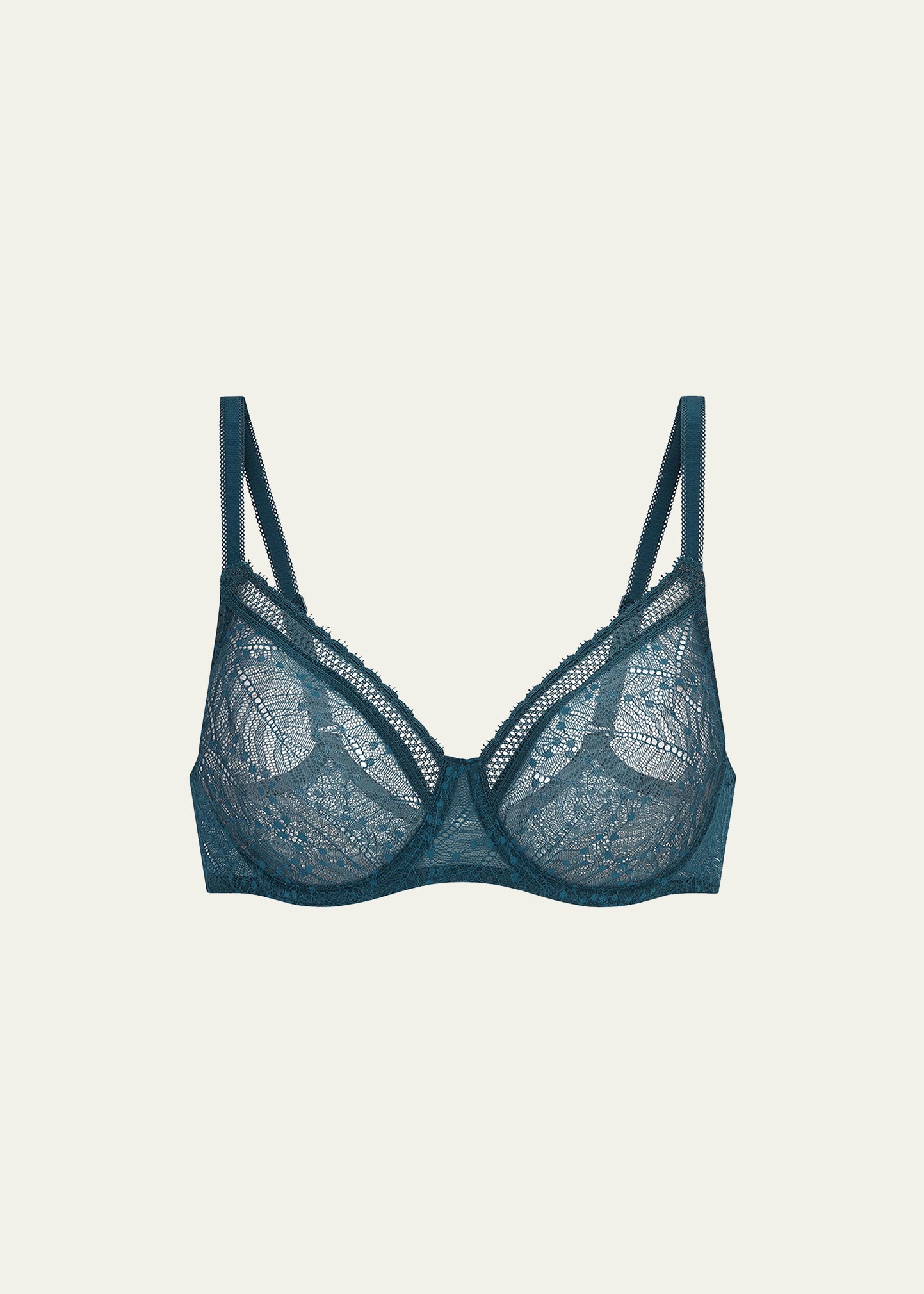 Simone Perele Comete Molded Full Cup Convertible Lace Bra In Mystery Blue