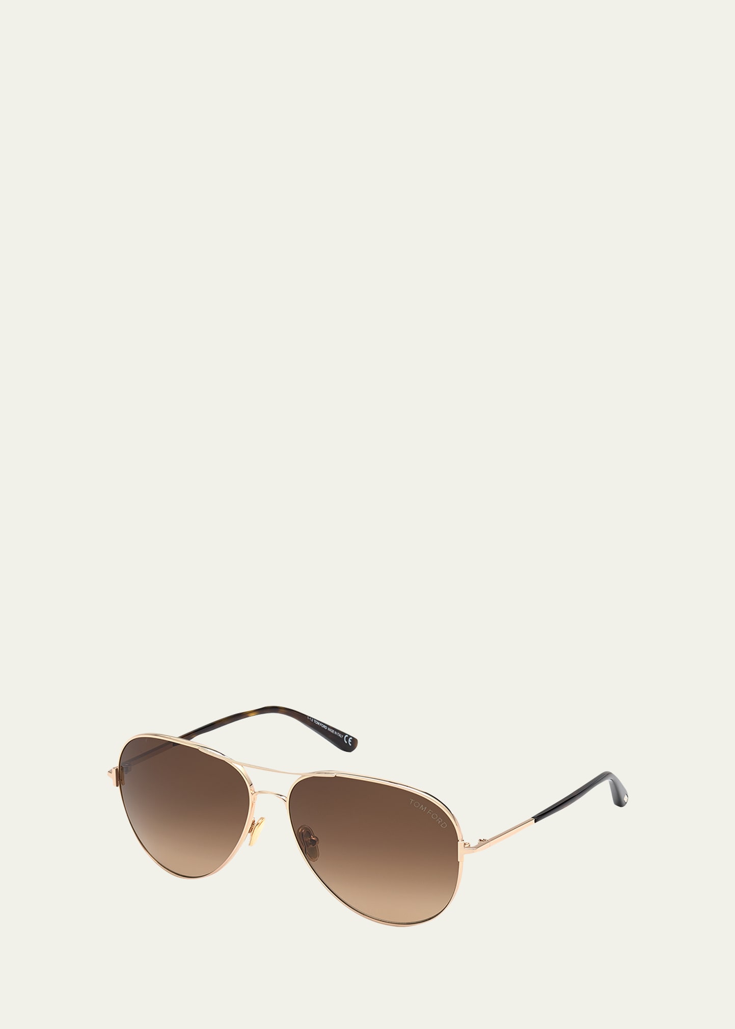 Tom Ford Clark Metal Aviator Sunglasses, Pink/gold In Yellow