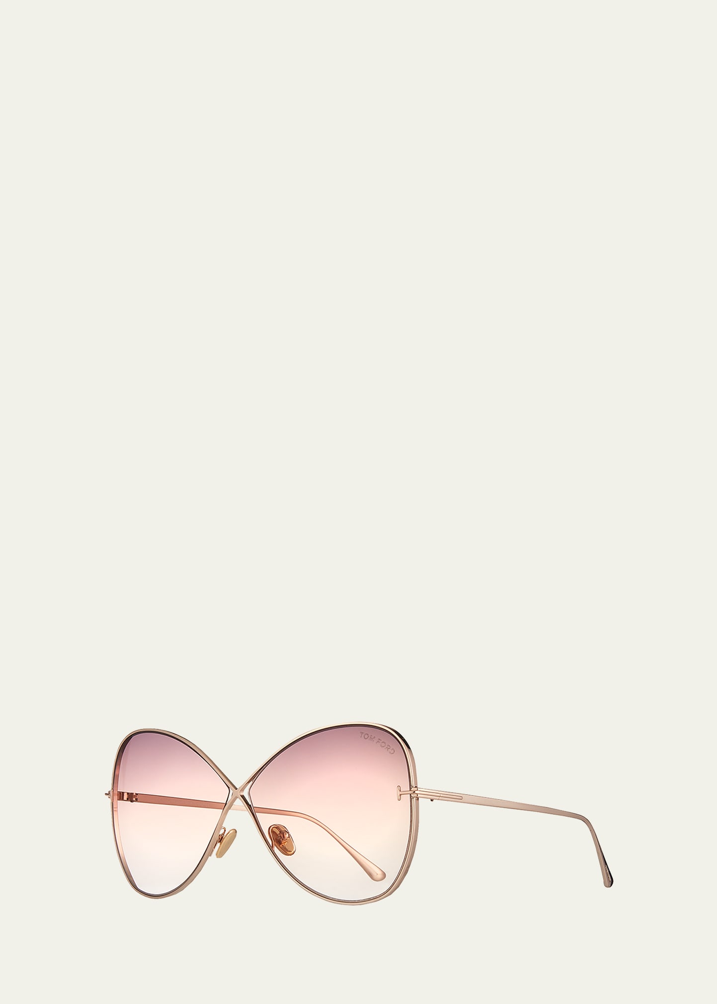 Tom Ford Nickie Metal Butterfly Sunglasses In Pink / Gold