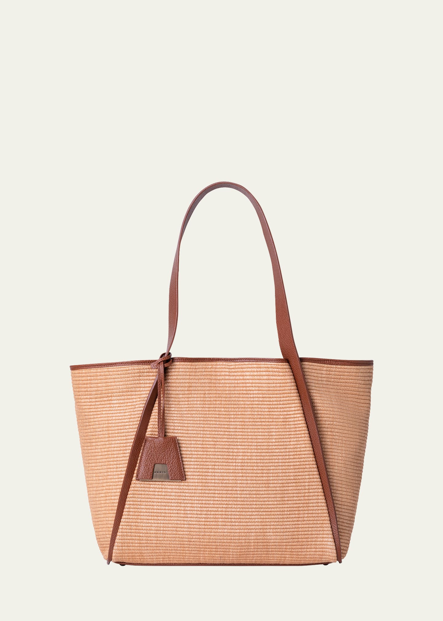Shop Akris Alexa Medium Raffia Tote Bag In Brown