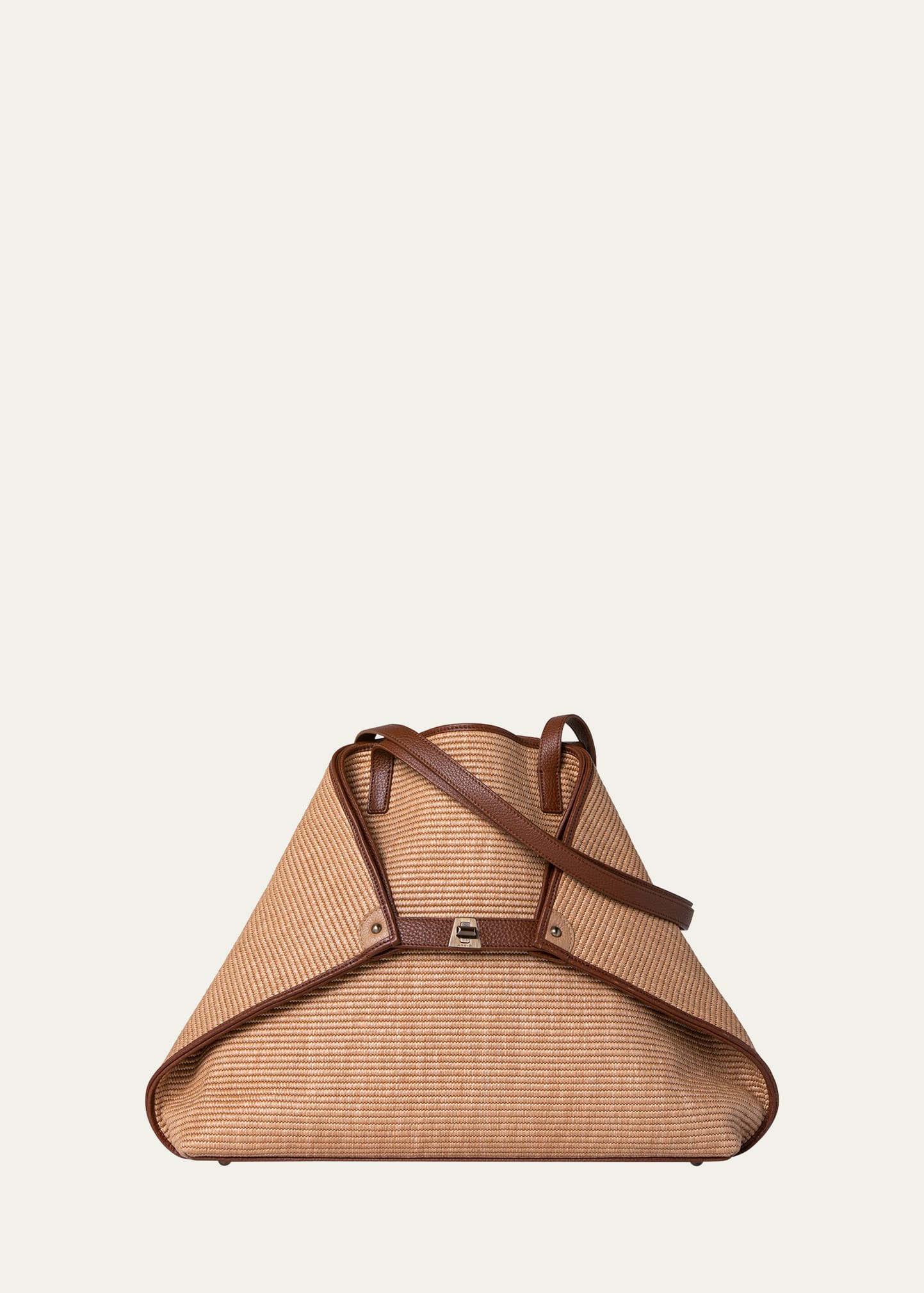 Akris Ai Medium Bicolor Raffia Tote Bag In Camel