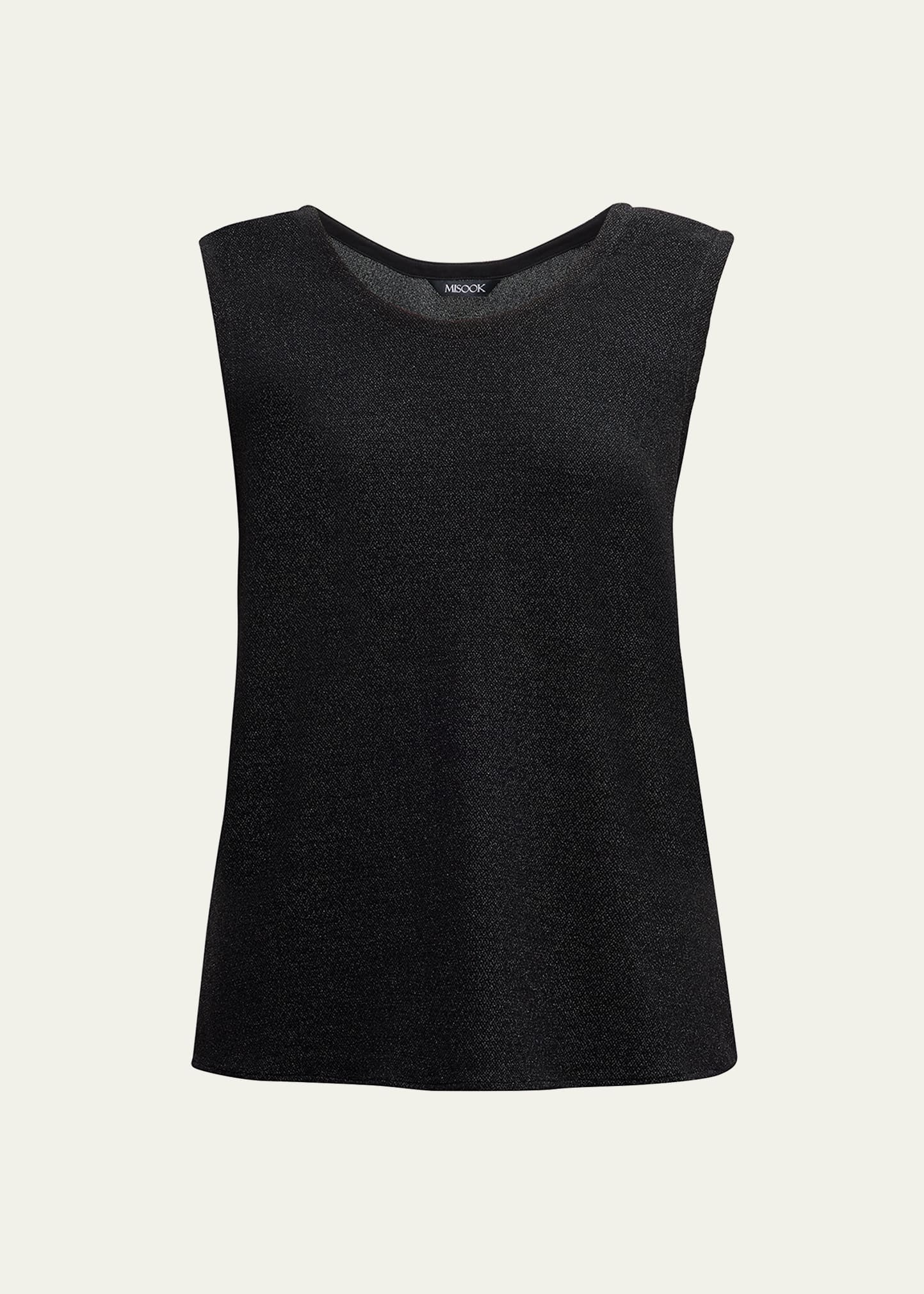 Misook Sparkle Knit Scoop Neck Tank Top In Black