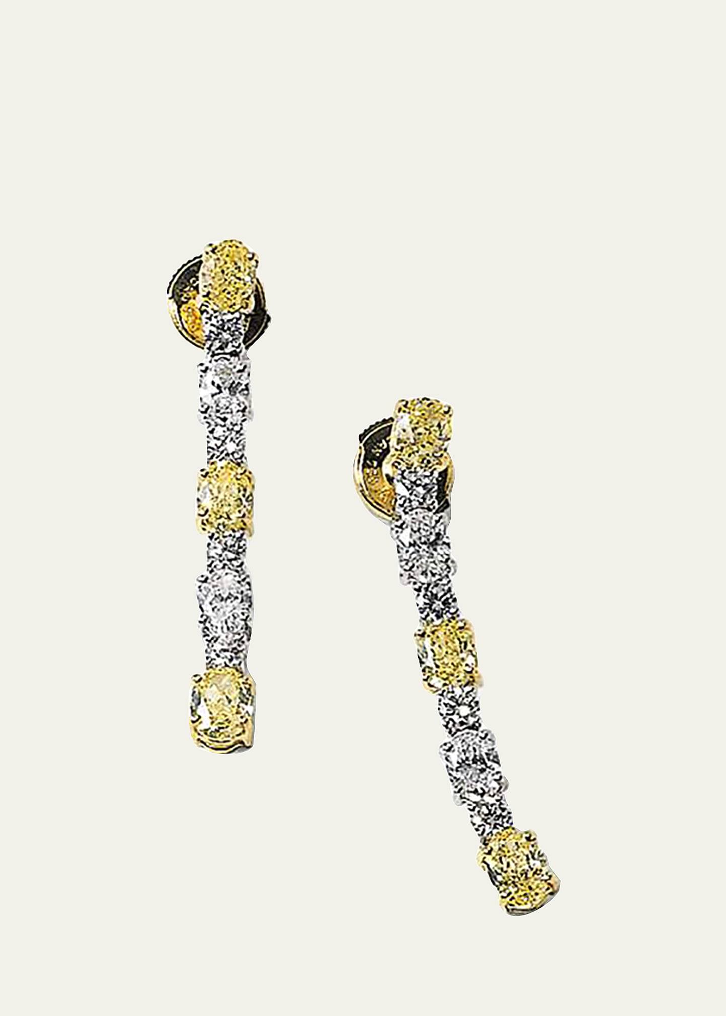 Bayco Oval Fancy Yellow Diamond and White Diamond Stack Earrings