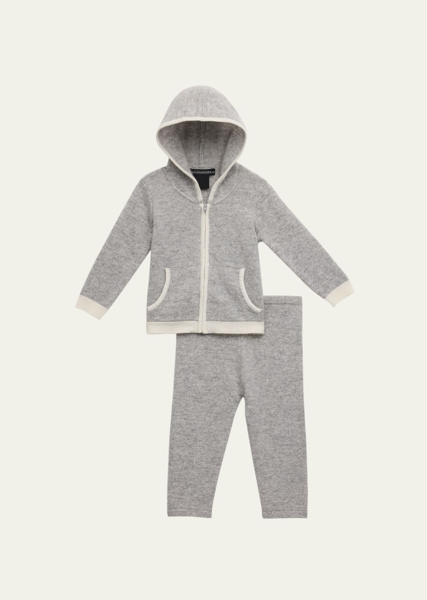 Shop Sofia Cashmere Kid's Cashmere Hoodie And Legging Set In Gray