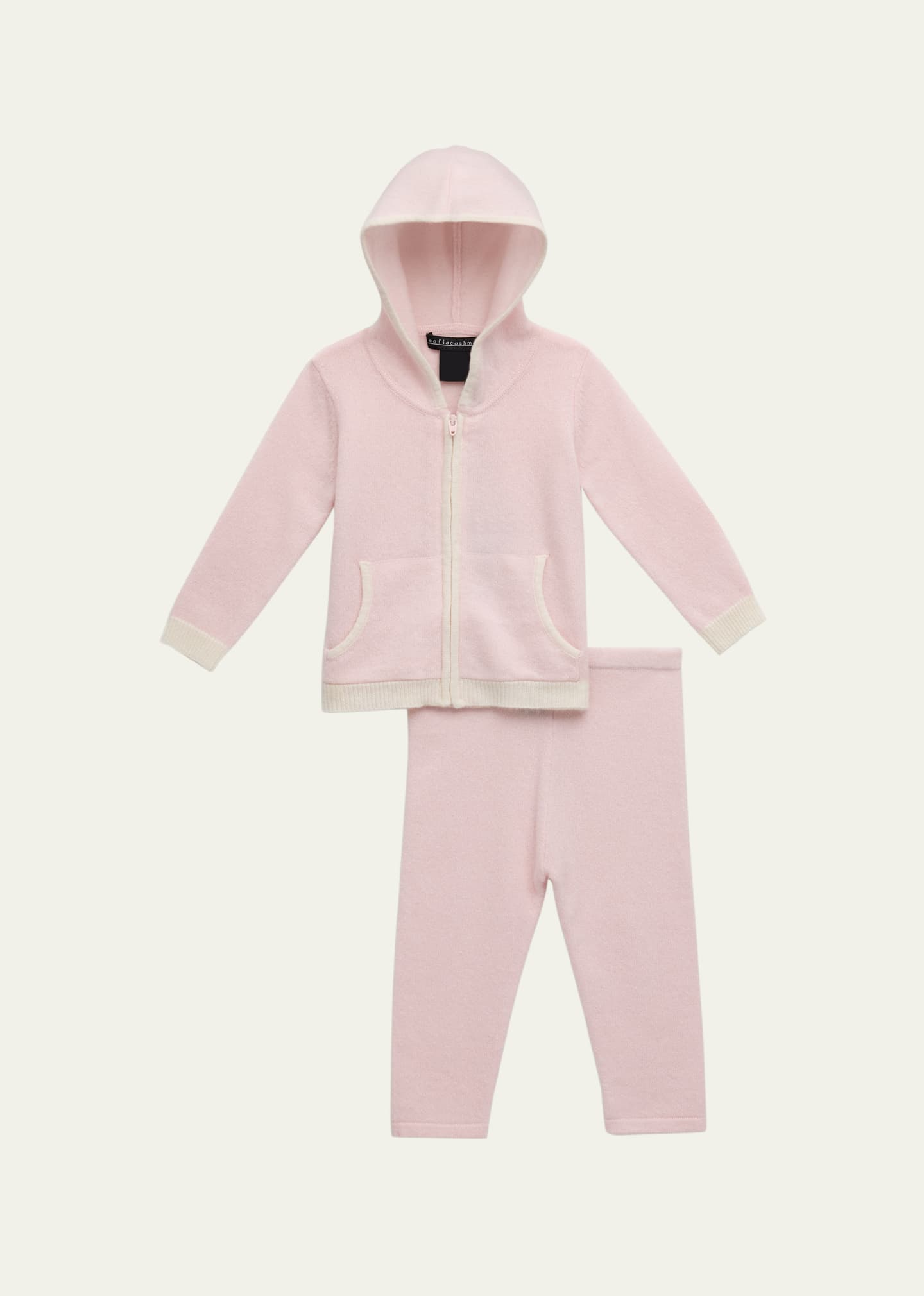 Shop Sofia Cashmere Kid's Cashmere Hoodie And Legging Set In Pink