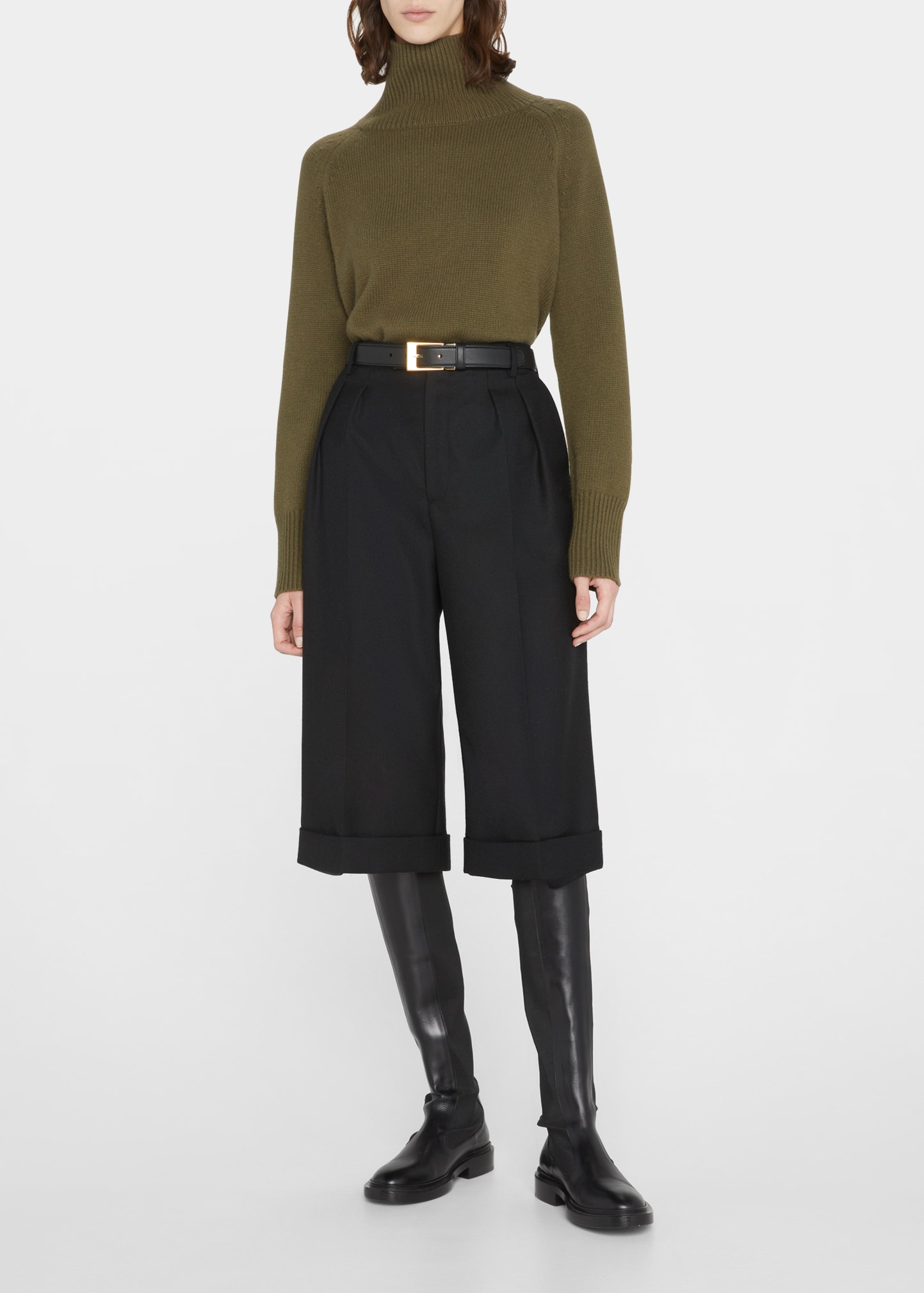Nili Lotan Lanie Cashmere Turtleneck Sweater In Olive Green