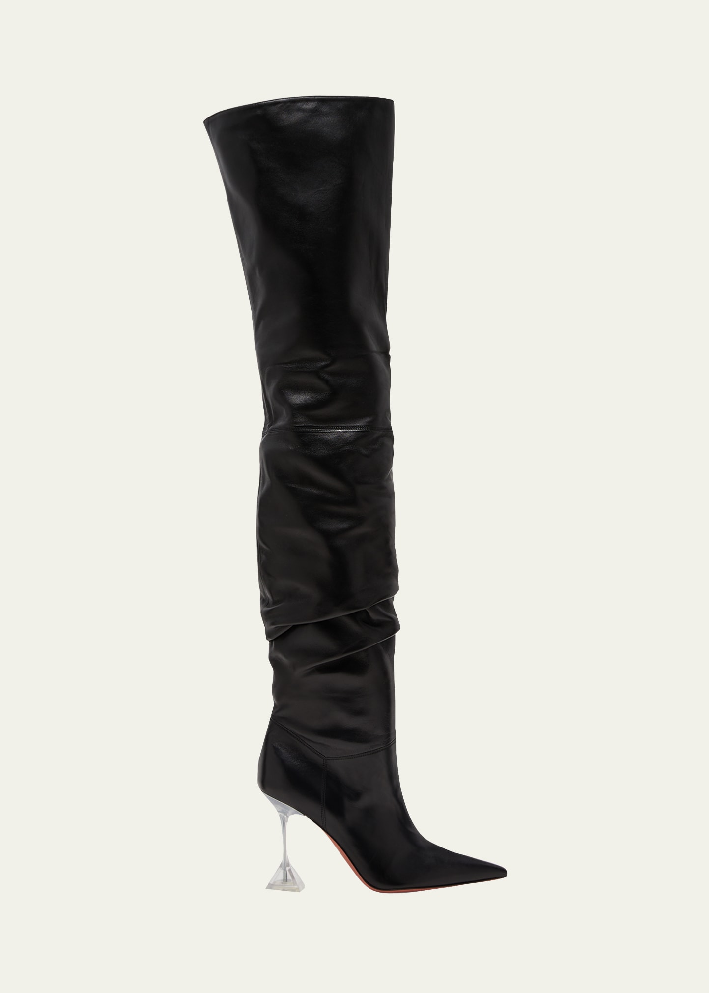 Amina Muaddi Olivia Leather Over-the-knee Boots In Black