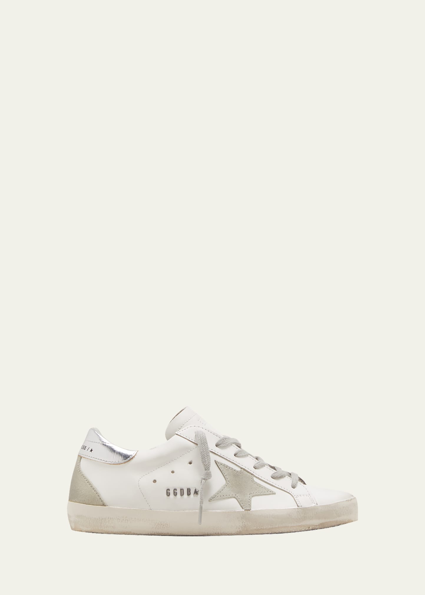 Golden Goose Superstar Mixed Leather Sneakers In White Ice Silver