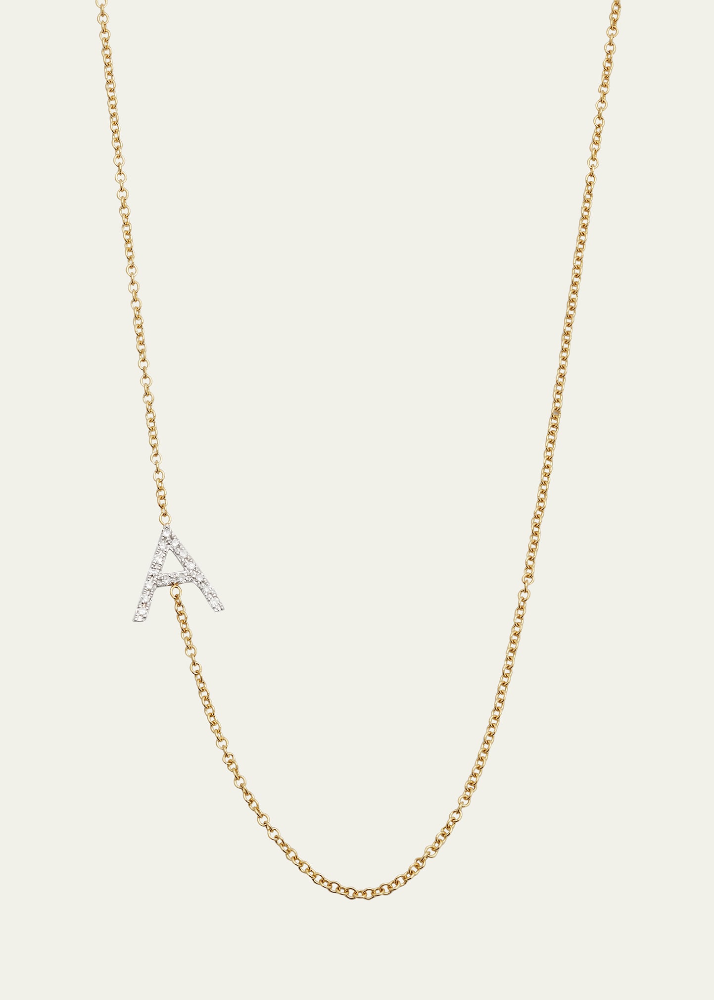 Shop Zoe Lev Jewelry Diamond Asymmetrical Initial Necklace, A In Gold