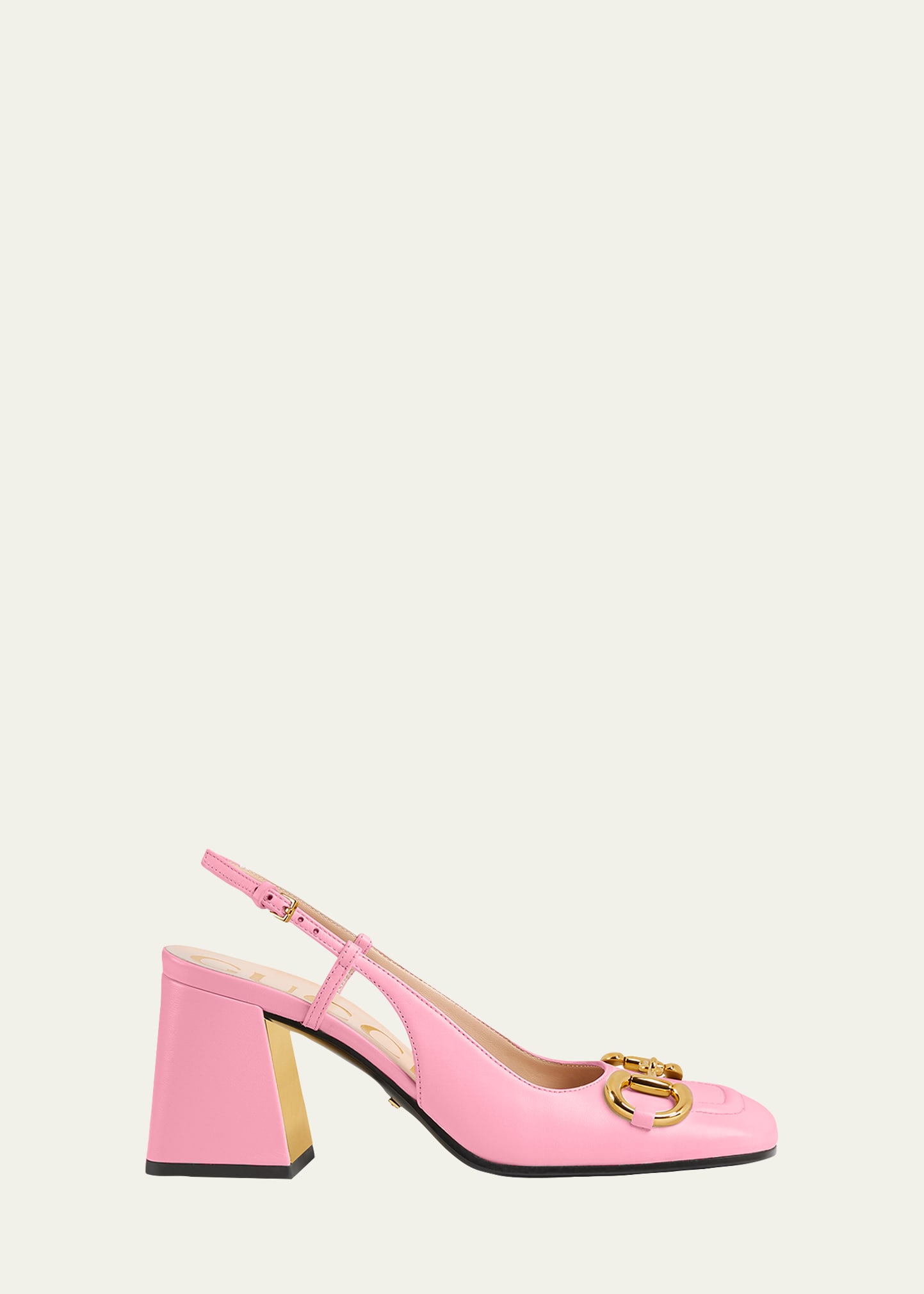 Gucci Baby 75mm Horse Bit Slingback Pumps In Mystic White