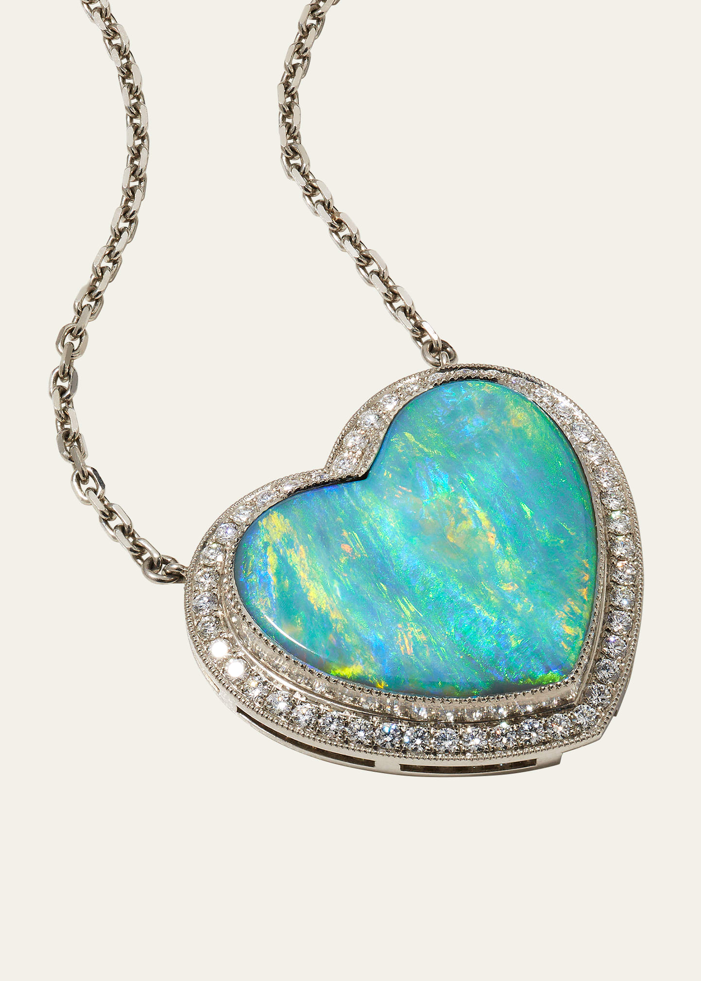 Featherstone Design Australian Opal Heart Necklace with Diamonds