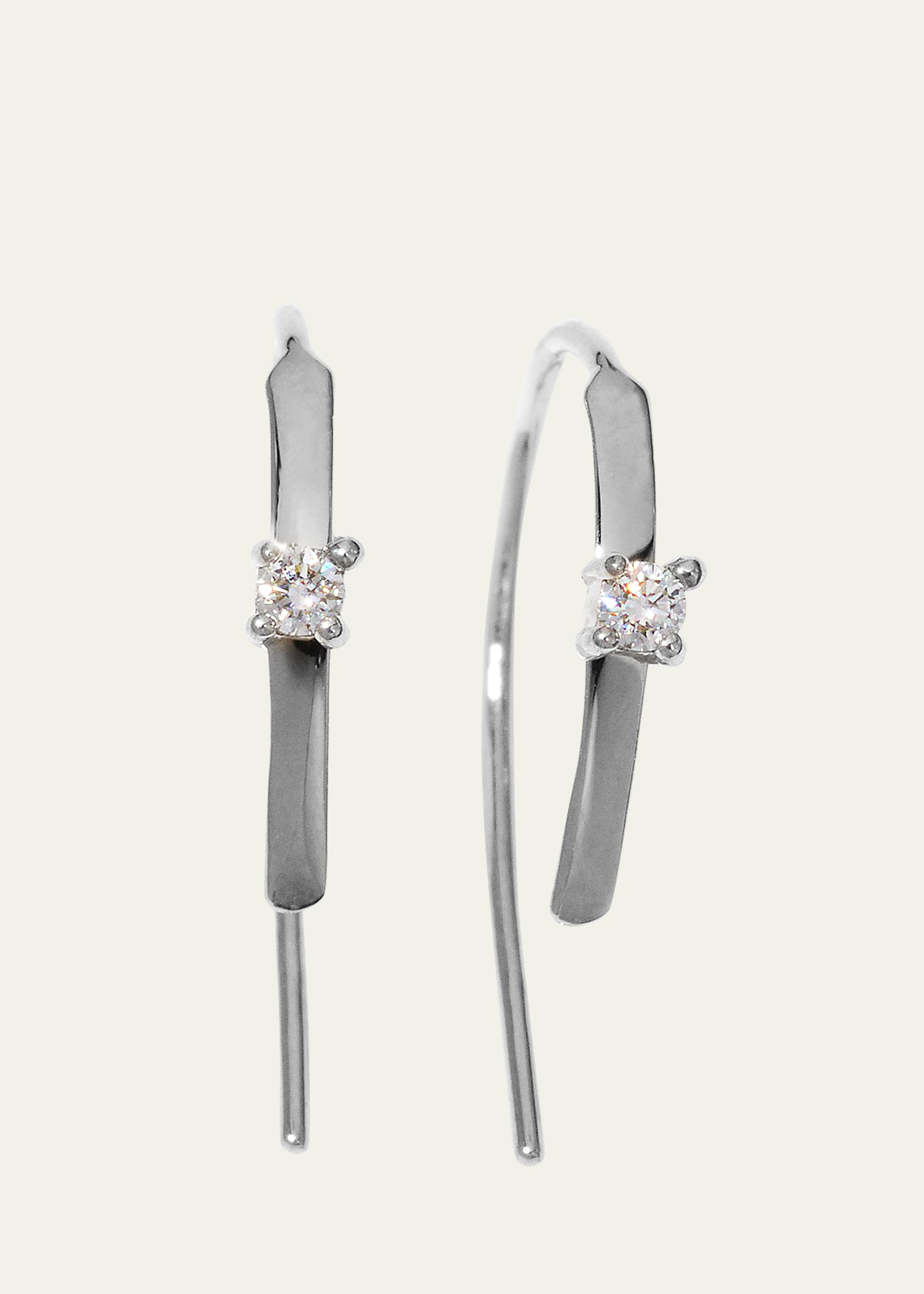 LANA Mini Flat Hooked on Hoop Earrings with Diamonds, 15mm
