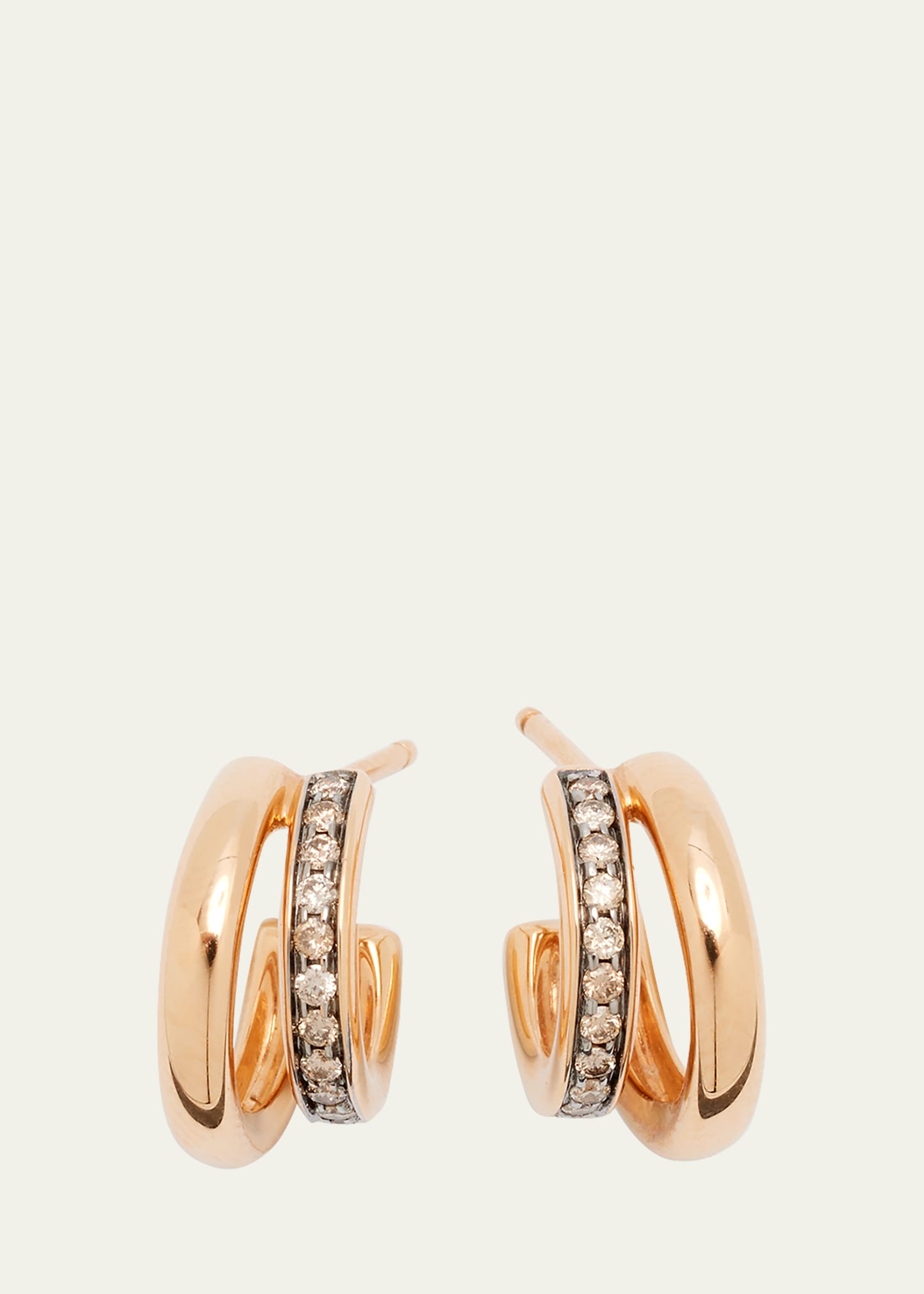Iconica 18K Rose Gold and Brown Diamond Double Hoop Earrings
