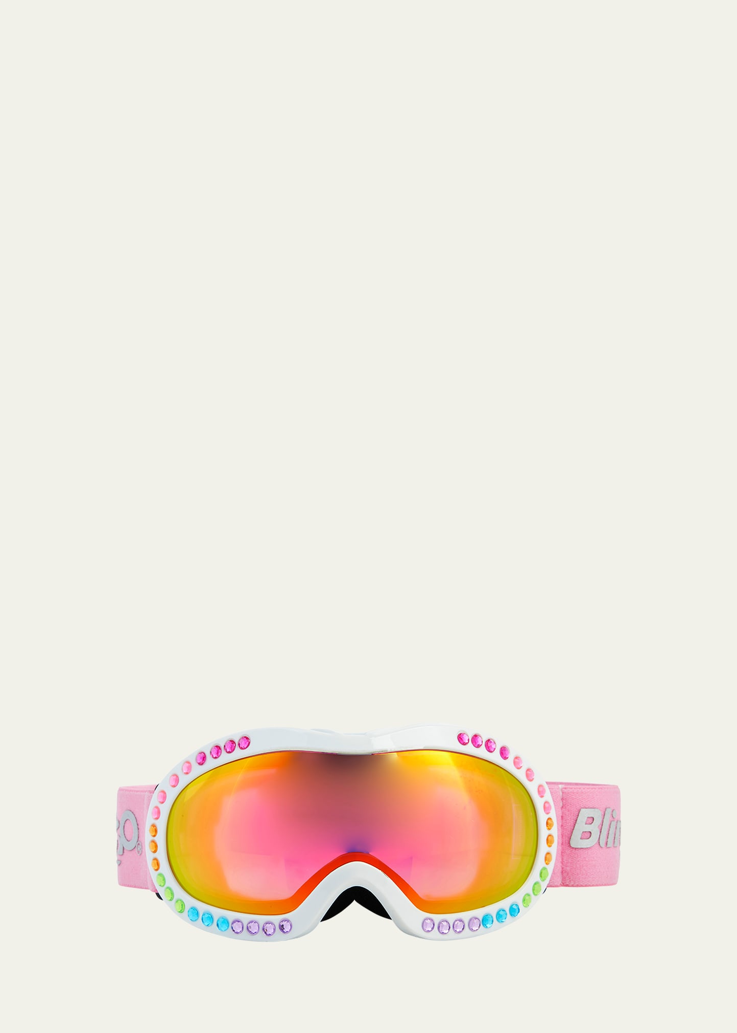 Bling2o Kid's Rainbow Rhinestone Logo Snow Goggles In White Rainbow