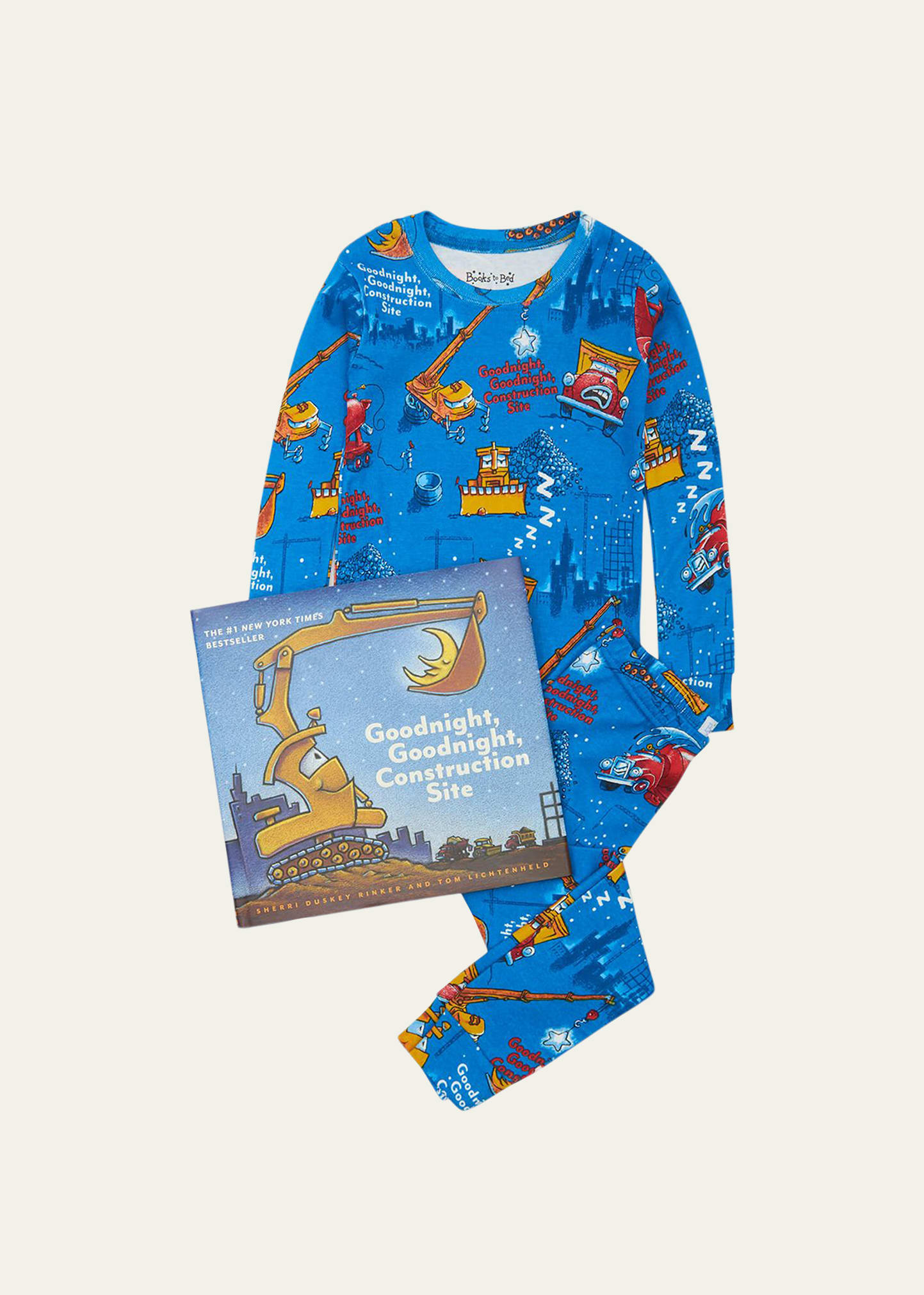 Books To Bed Kid's Good Night Good Night Construction Site Printed Pajama Gift Set, Size 2-6