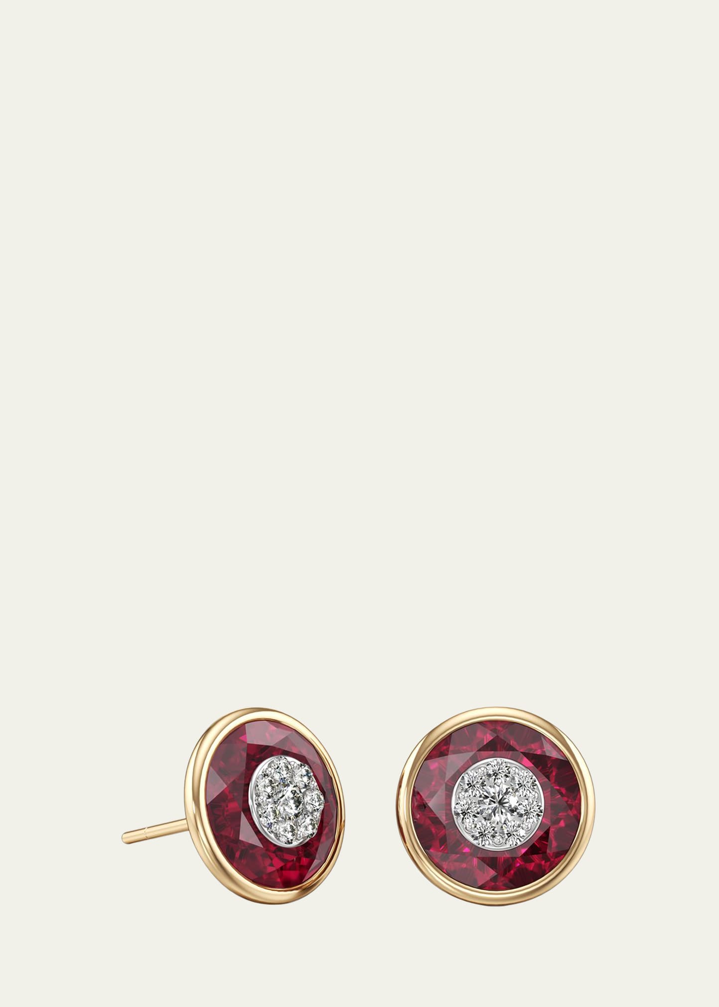 Bhansali 18k Stone and Brilliant Diamond Stud Earrings, 10mm