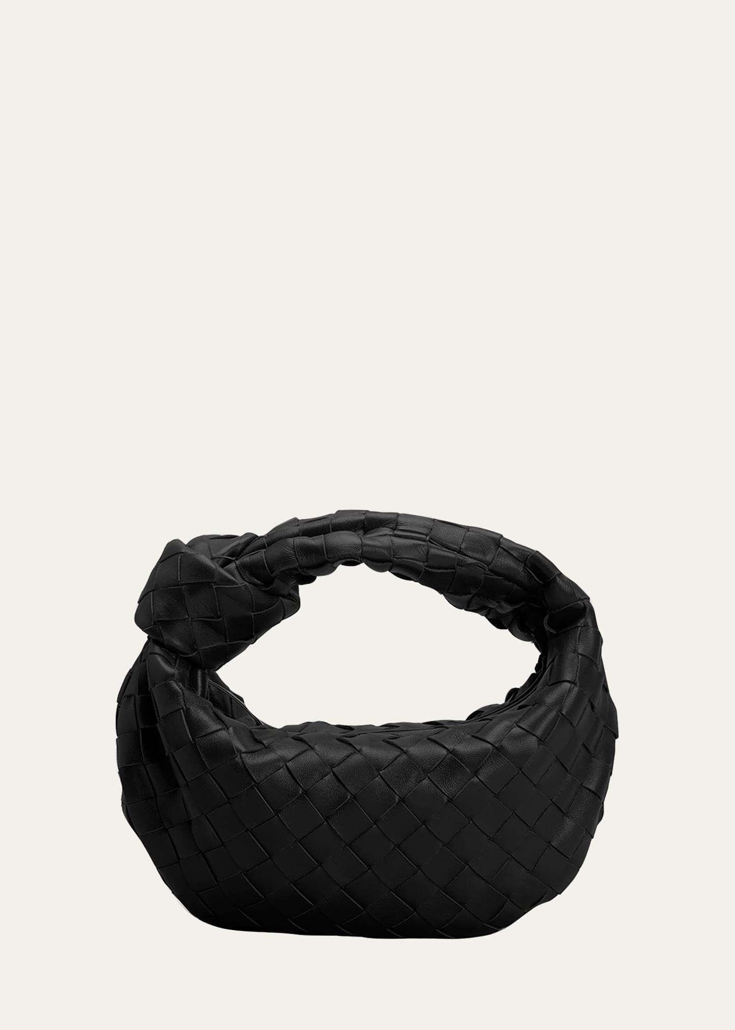 Bottega Veneta Jodie Mini Intrecciato Knot Hobo Bag In Black/gold