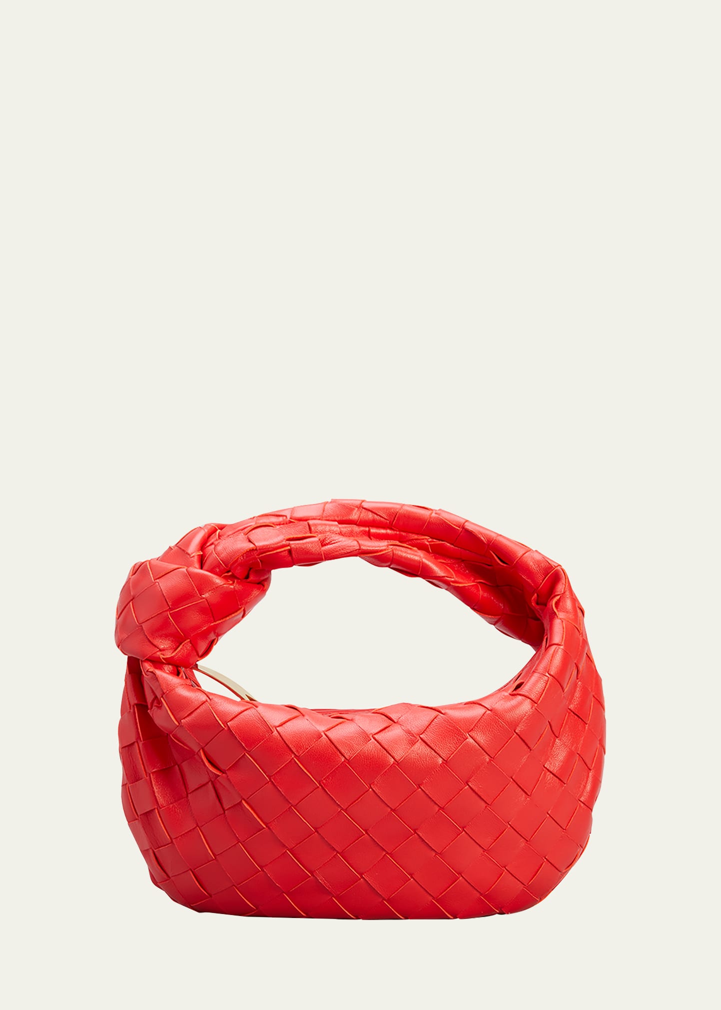 Bottega Veneta Jodie Mini Intrecciato Knot Hobo Bag In Redstone