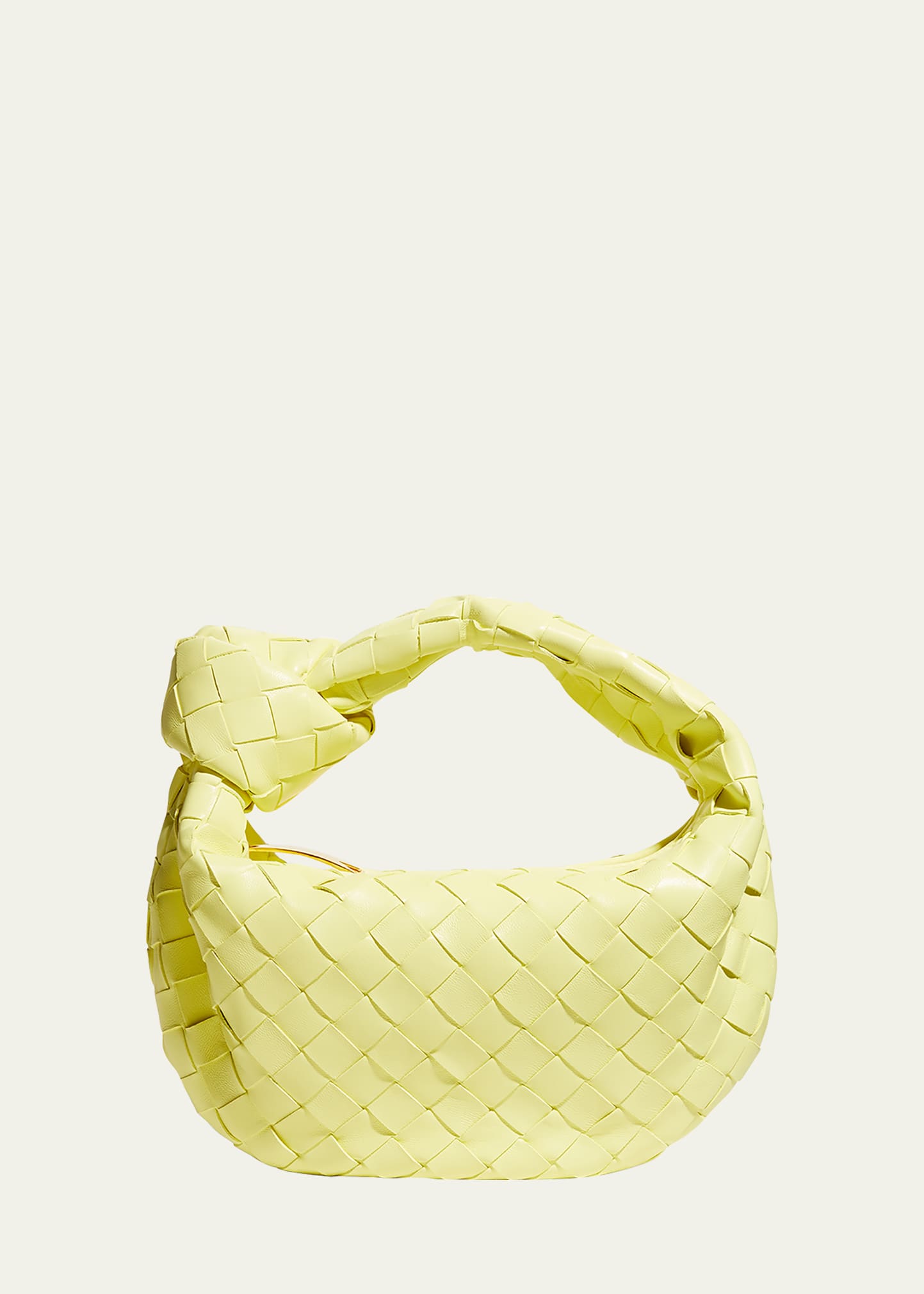 Bottega Veneta Jodie Mini Intrecciato Knot Hobo Bag In Lantern/gold