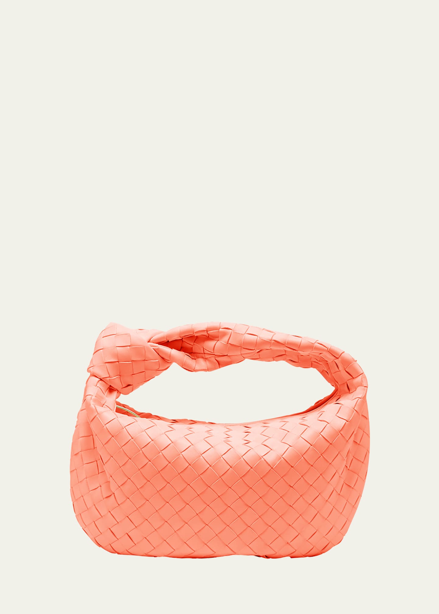 Bottega Veneta Jodie Mini Intrecciato Knot Hobo Bag In Orange-gold