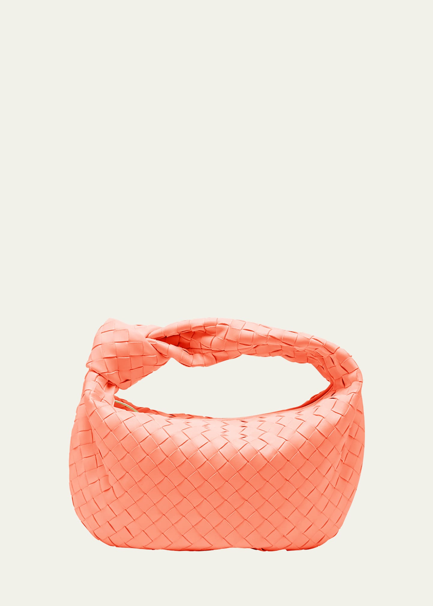 Bottega Veneta Women Mini Jodie Leather Handbag With Intrecciato Motif In Orange-gold