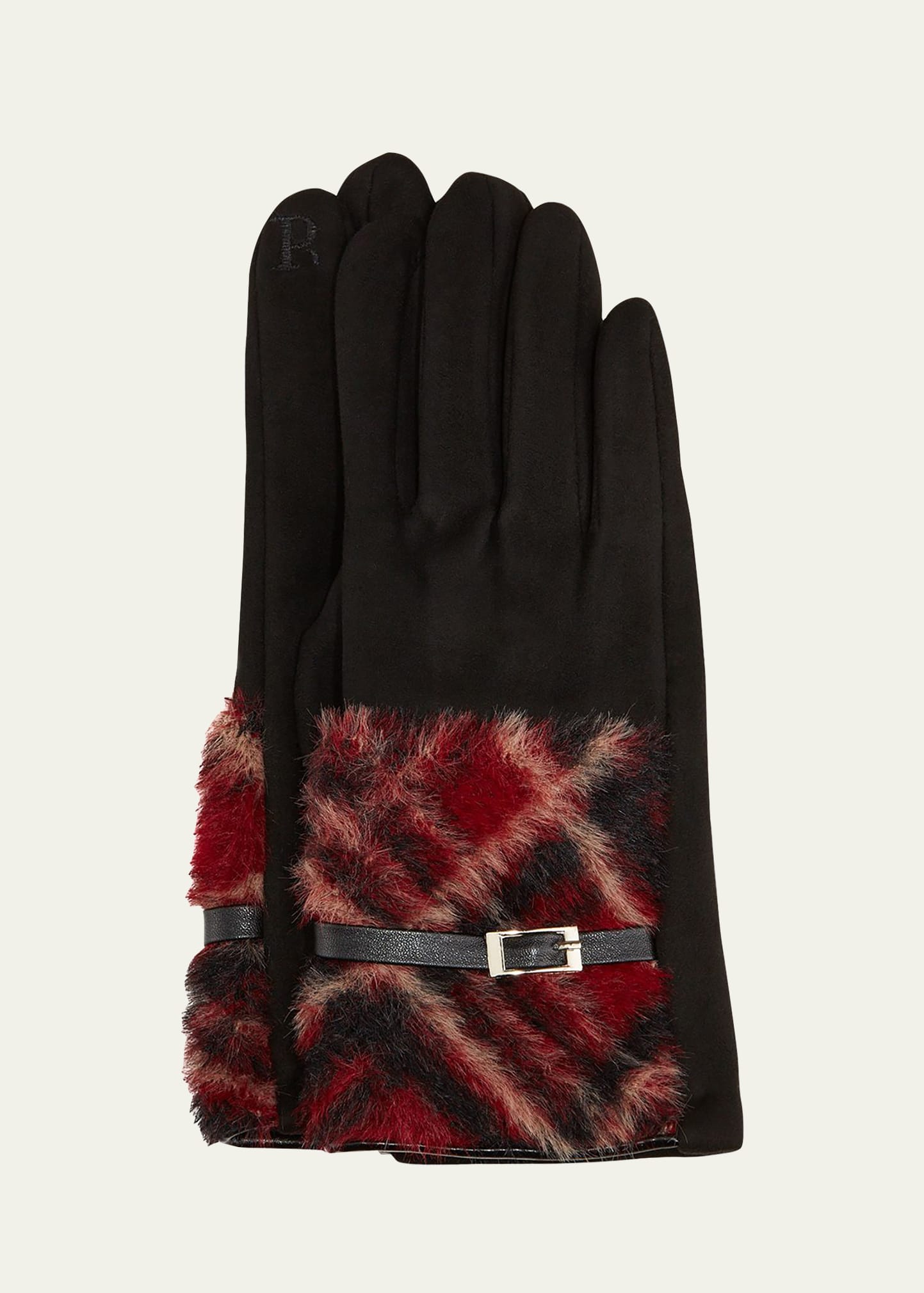 Rubi Faux Suede Gloves with Faux Fur