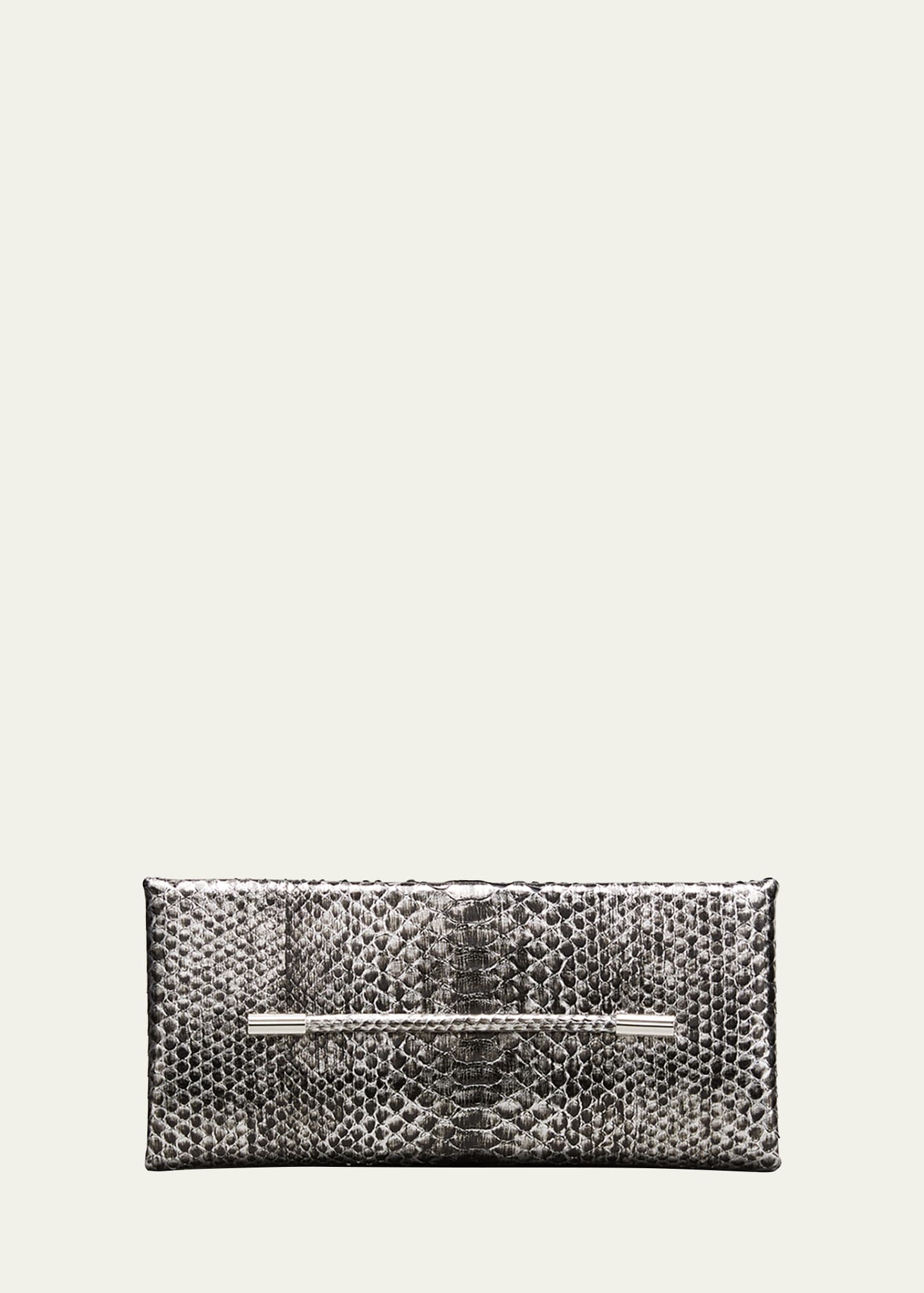 Tom Ford Ava Python Clutch Bag In Silver