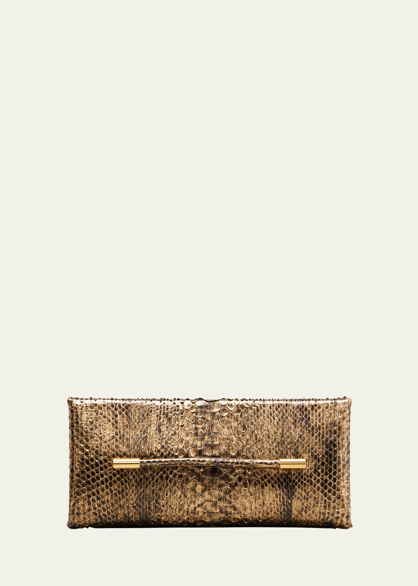 Tom Ford Ava Python Clutch Bag In Gold