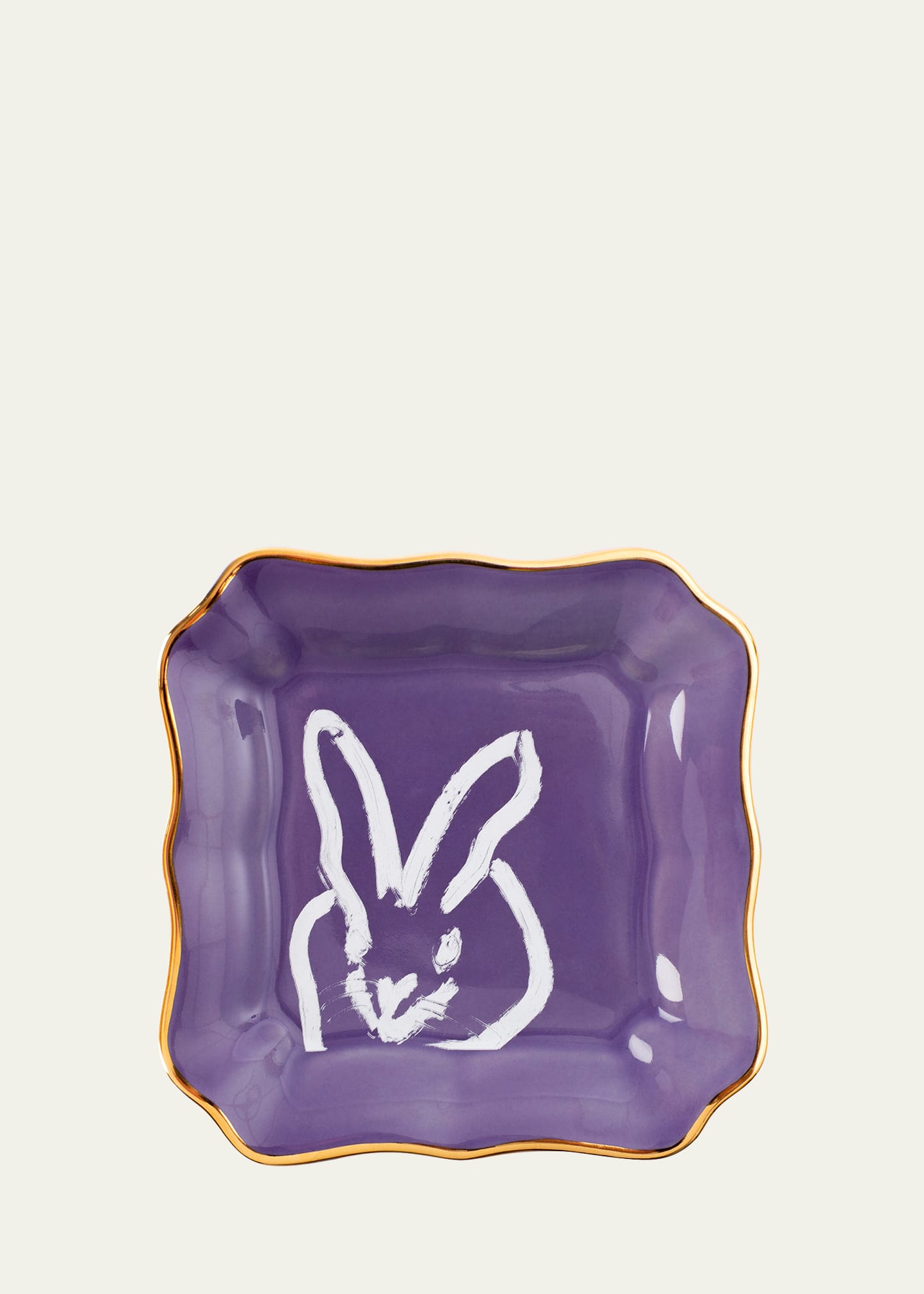 Shop Hunt Slonem Bunny Portrait Plate With Gold Rim - Purple