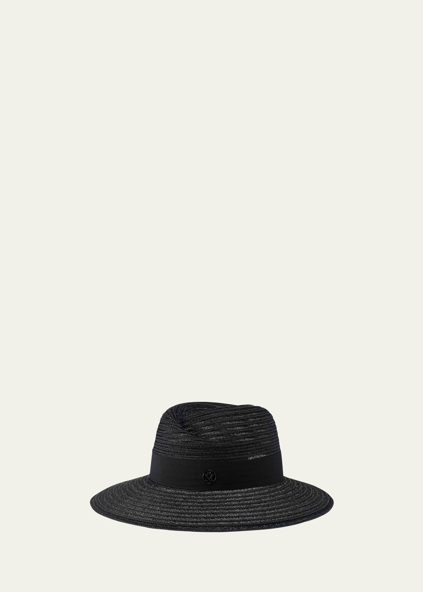 MAISON MICHEL VIRGINIE TIMELESS WIDE-BRIM STRAW HAT, BLACK