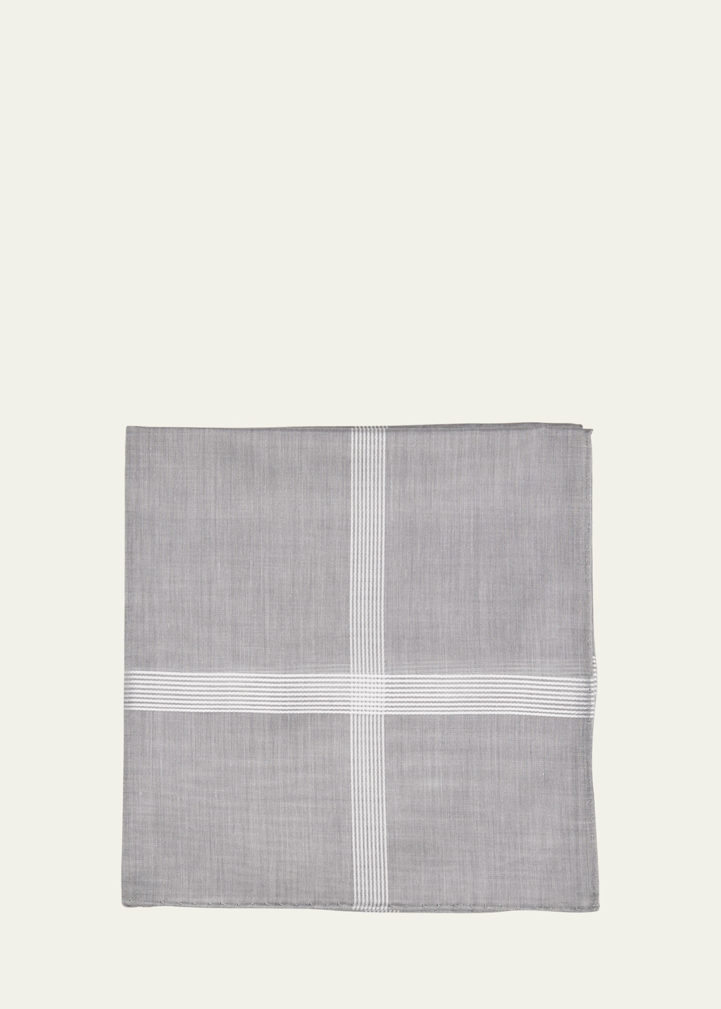 Simonnot Godard Men's Symphony Satin Check Handkerchief In Dk Greywhite