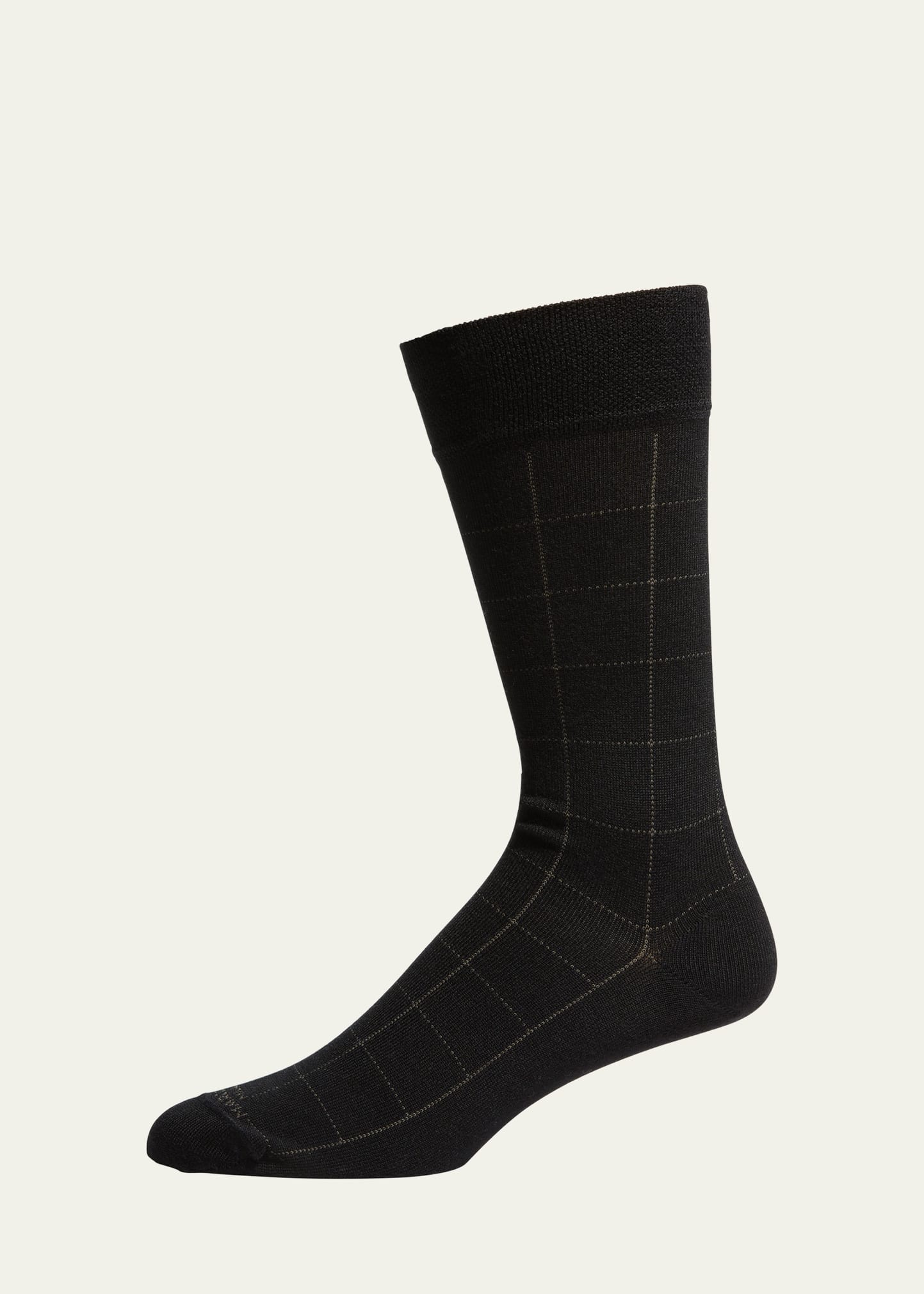 Shop Marcoliani Men's Windowpane Mid-calf Socks In 007 Oxford
