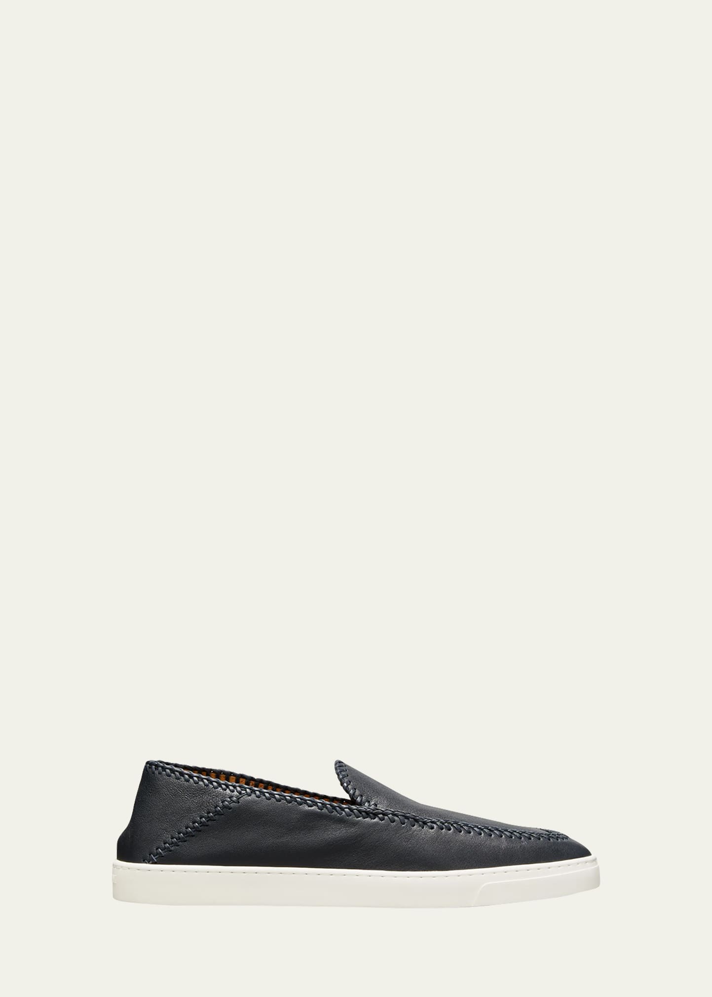 Men's Woven Leather Slip-Ons