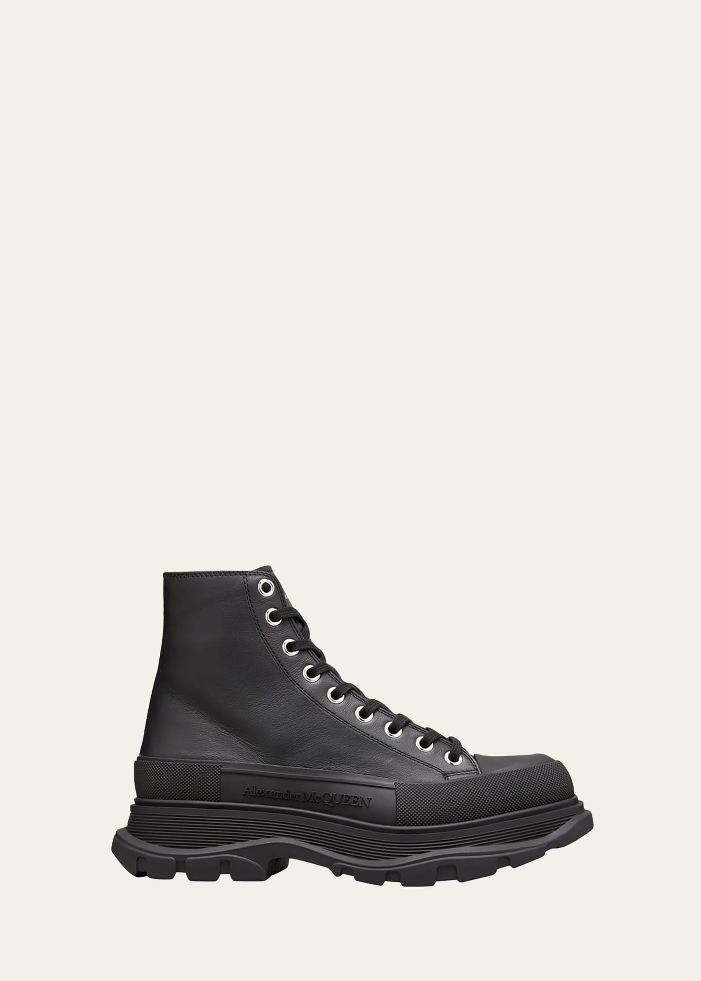 Alexander Mcqueen Men's Tread Slick Boot In Black/silver