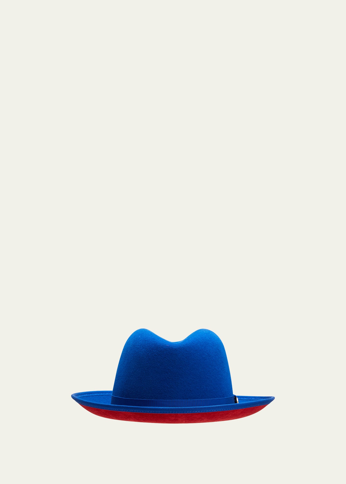 Keith James Men's Queen Red-brim Wool Fedora Hat In True Blue