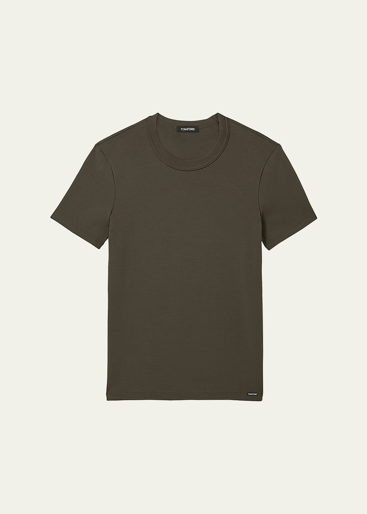 Tom Ford Khaki Cotton Stretch Jersey T-shirt In Military Green