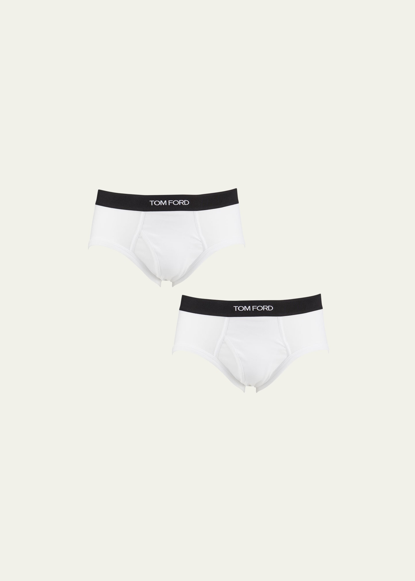 Tom Ford Men's 2-pack Solid Jersey Logo-waist Briefs In White