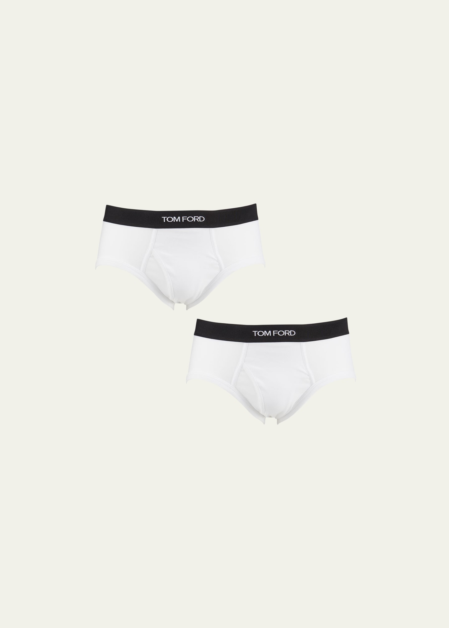 TOM FORD Men's 2-Pack Solid Jersey Logo-Waist Briefs