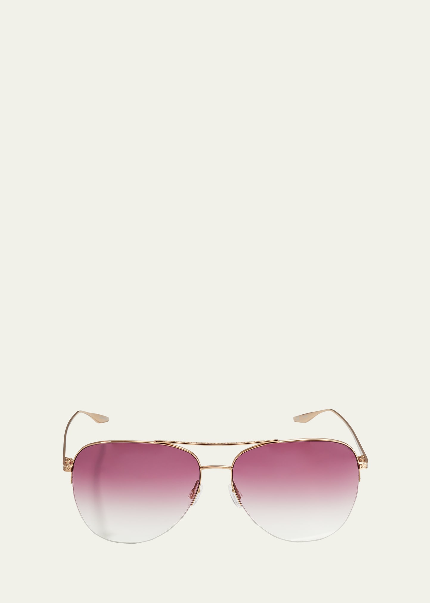 Barton Perreira Chevalier Semi-rimless Metal Aviator Sunglasses In Gold / Mauve