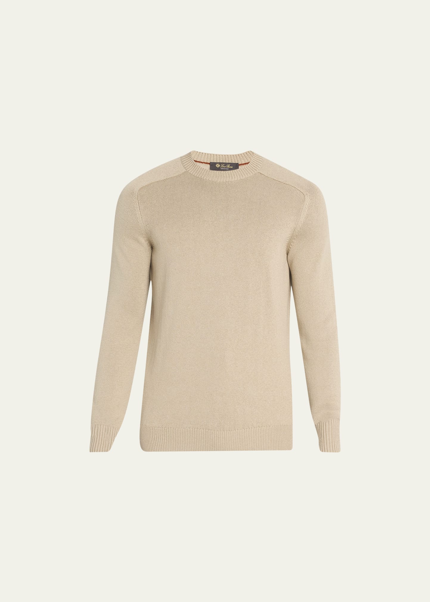 Loro Piana Men's Warwik Cotton-silk Crewneck Sweater In D872 Raw Linen